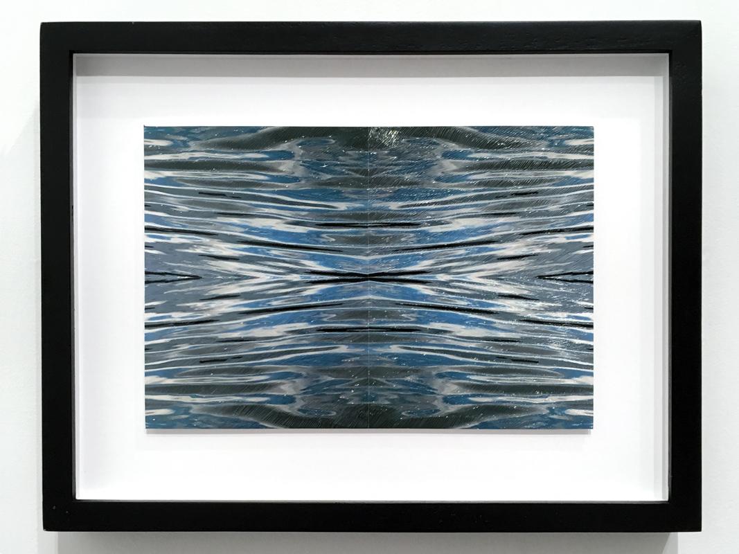Ben Buswell, Untitled (Fold 1), 2018, hand-embellished Lambda prints (quadriptych), 8 x 12 inches. 

Over the past few years, Ben Buswell has altered images of water, sand and skin by cutting, etching, tearing and heating glossy Lambda print