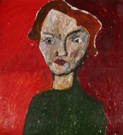 Ben Carrivick - Contemporary Oil, Portrait in Red