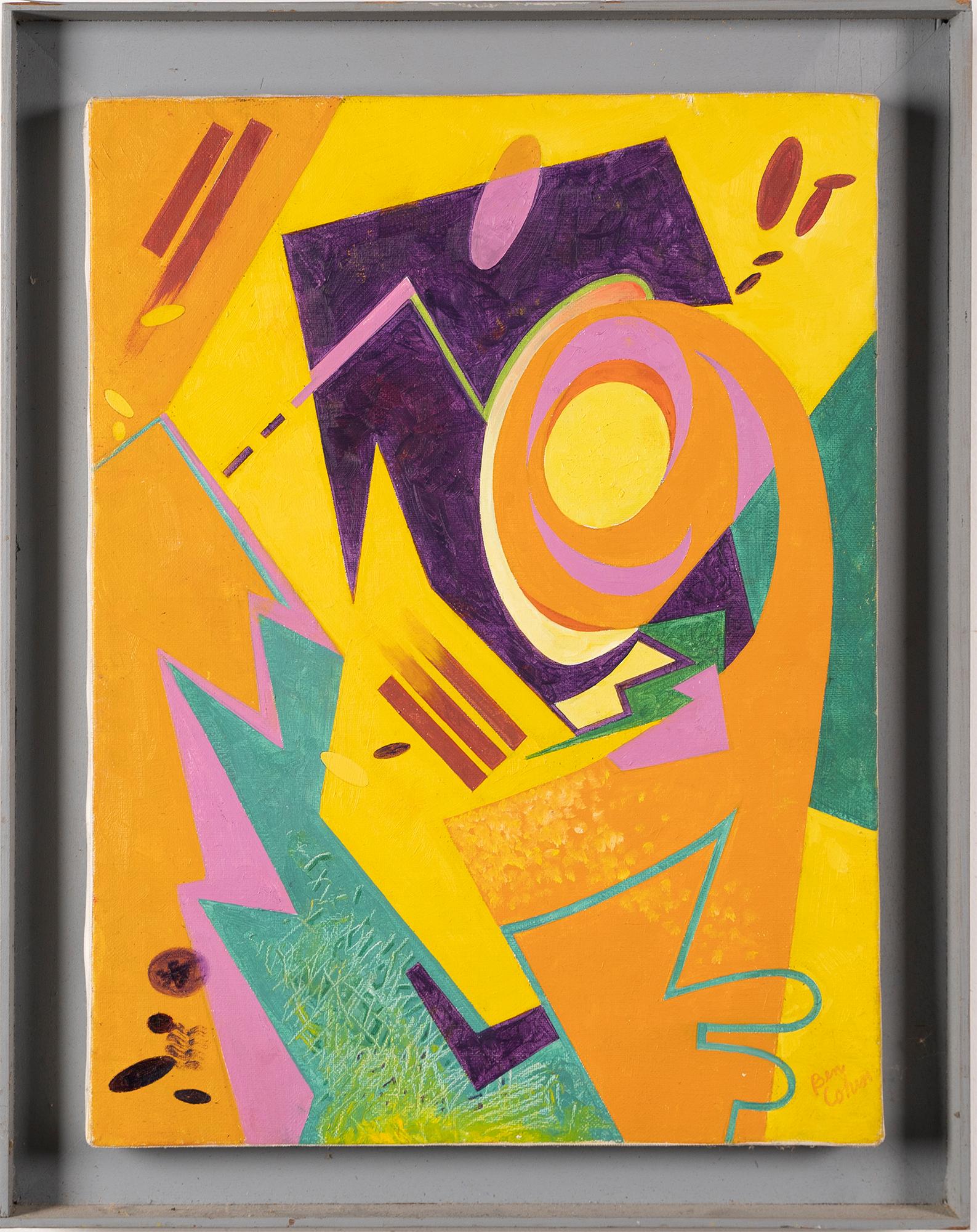 Abstract Painting di Ben Cohen - Vintage Mid Century Modern Geometric Abstract Pop Art Pittura ad olio originale