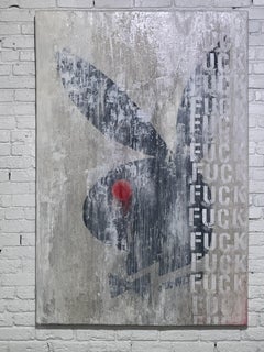 "F*ck Bunny" Quadro a tecnica mista di 65" x 44" pollici di Ben Cope