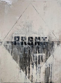 "PRSNT" Mixed media painting 40" x 30" inch by Ben Cope 