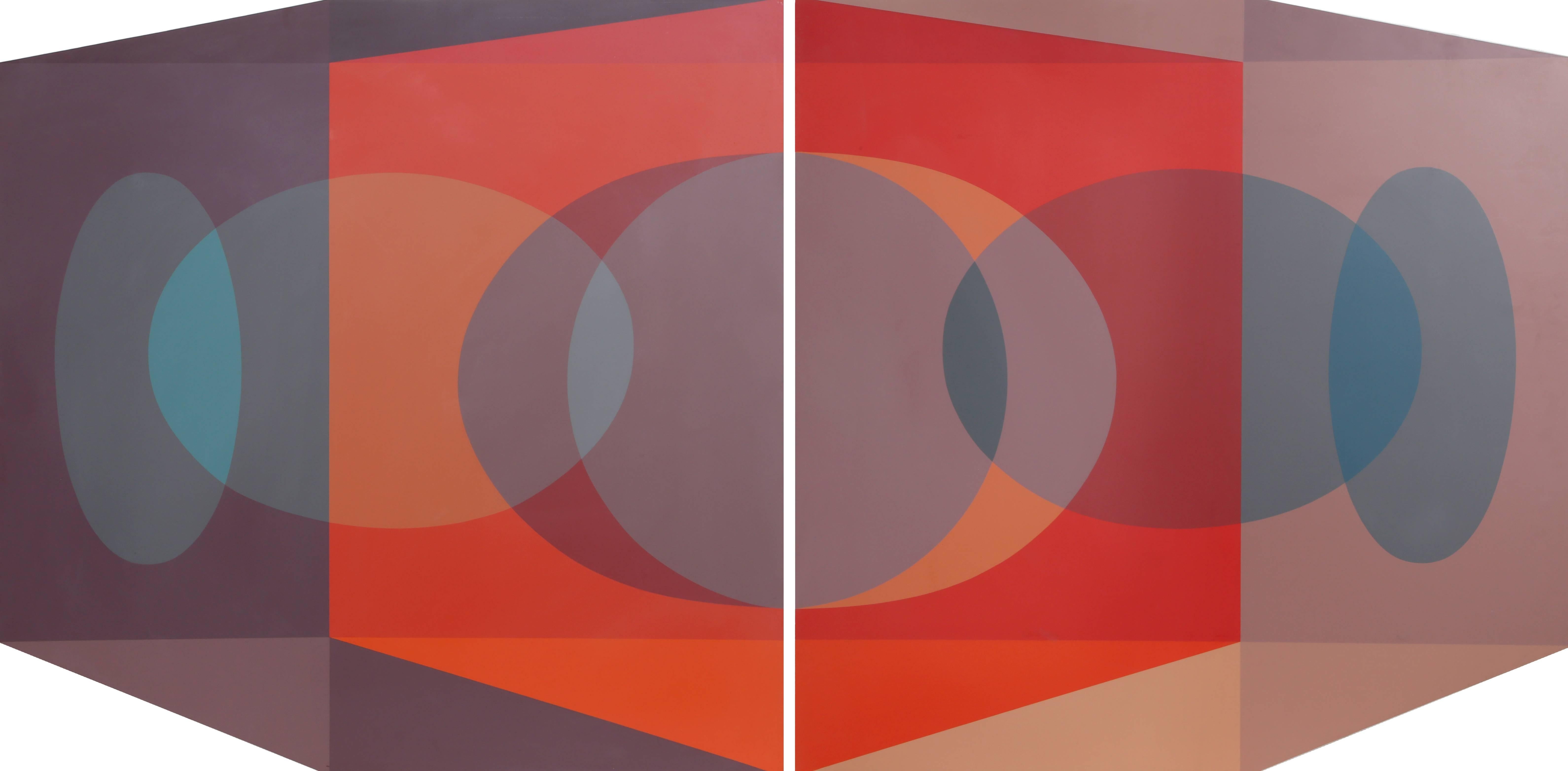 Ben Cunningham Abstract Print - Scarlet Tesseract Corner