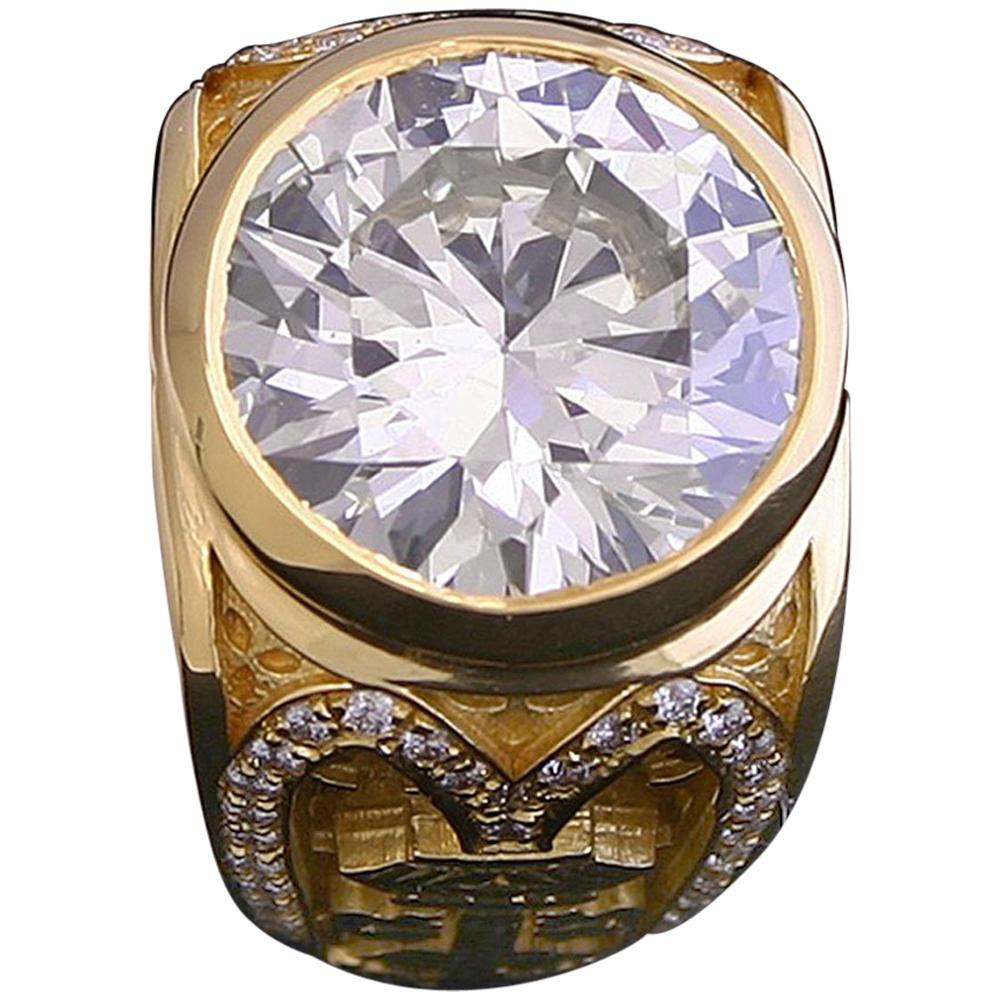 Ben Dannie 8.08 Carat Round N VS2 Diamond Men's Ring GIA Certified For Sale