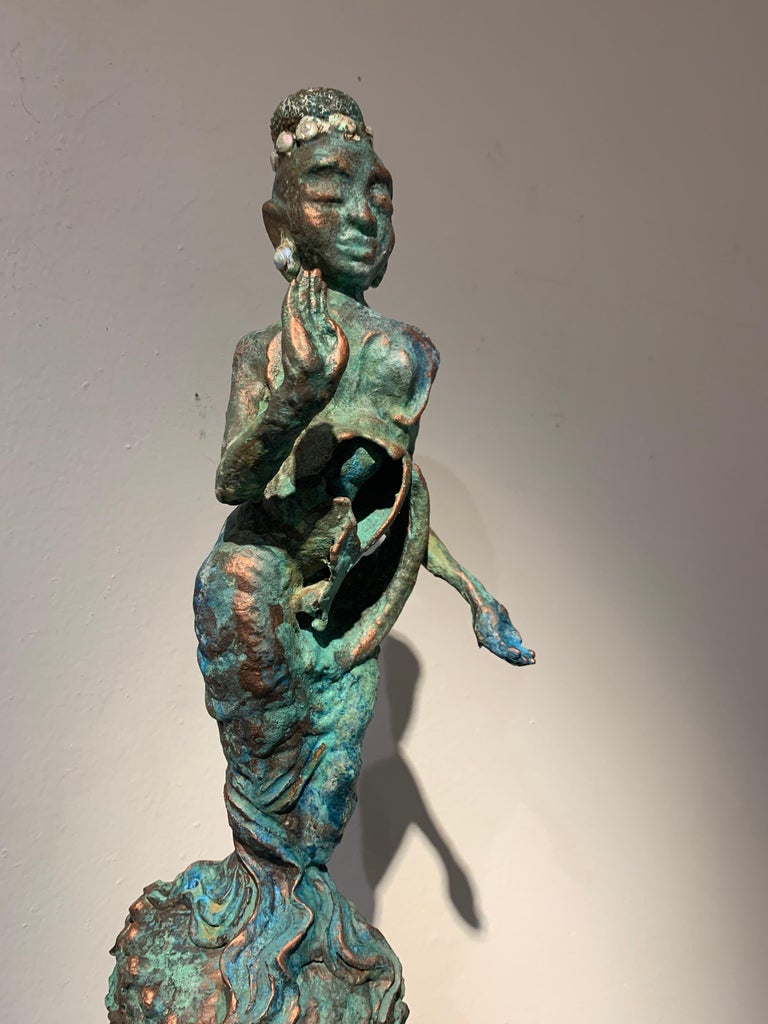 Sea Goddess, metal, wood, acrylic paint sculpture - Contemporary Art by Ben Darby