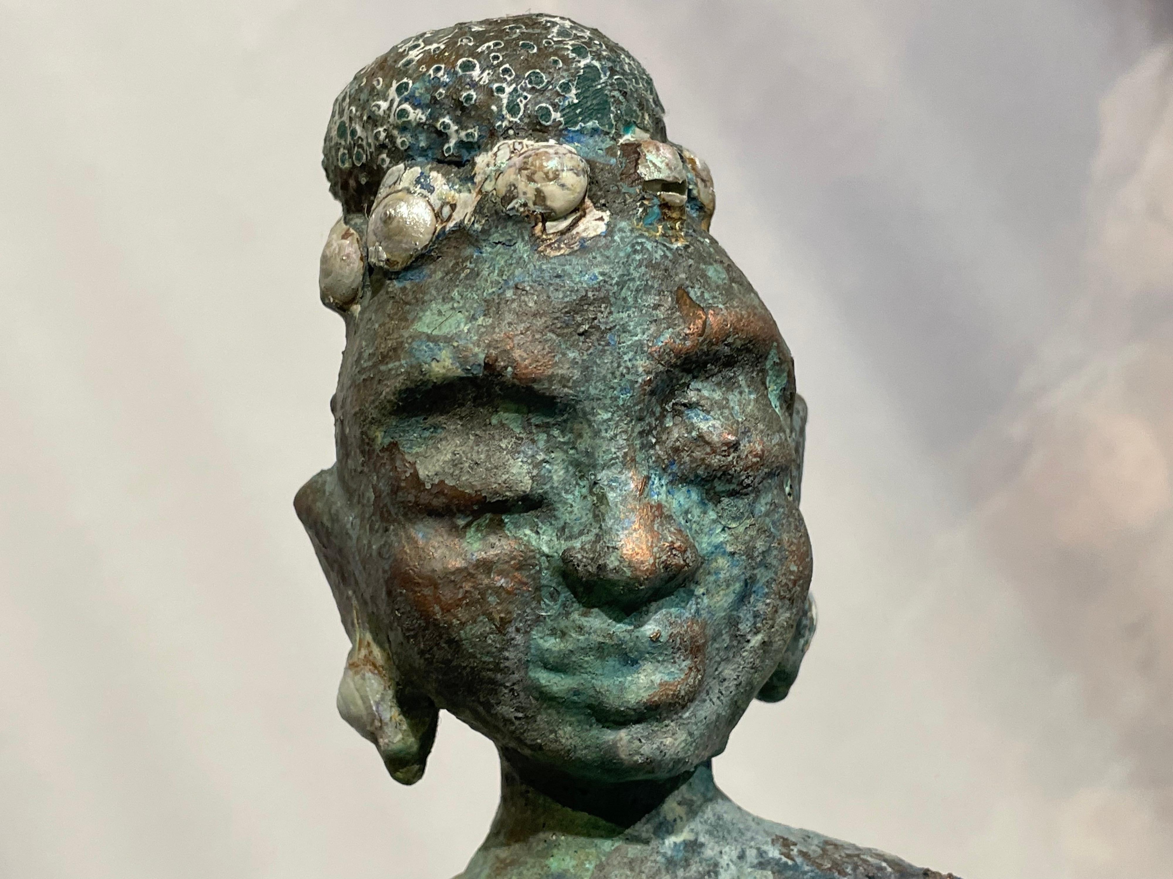 Sea Goddess, metal, wood, acrylic paint sculpture For Sale 2