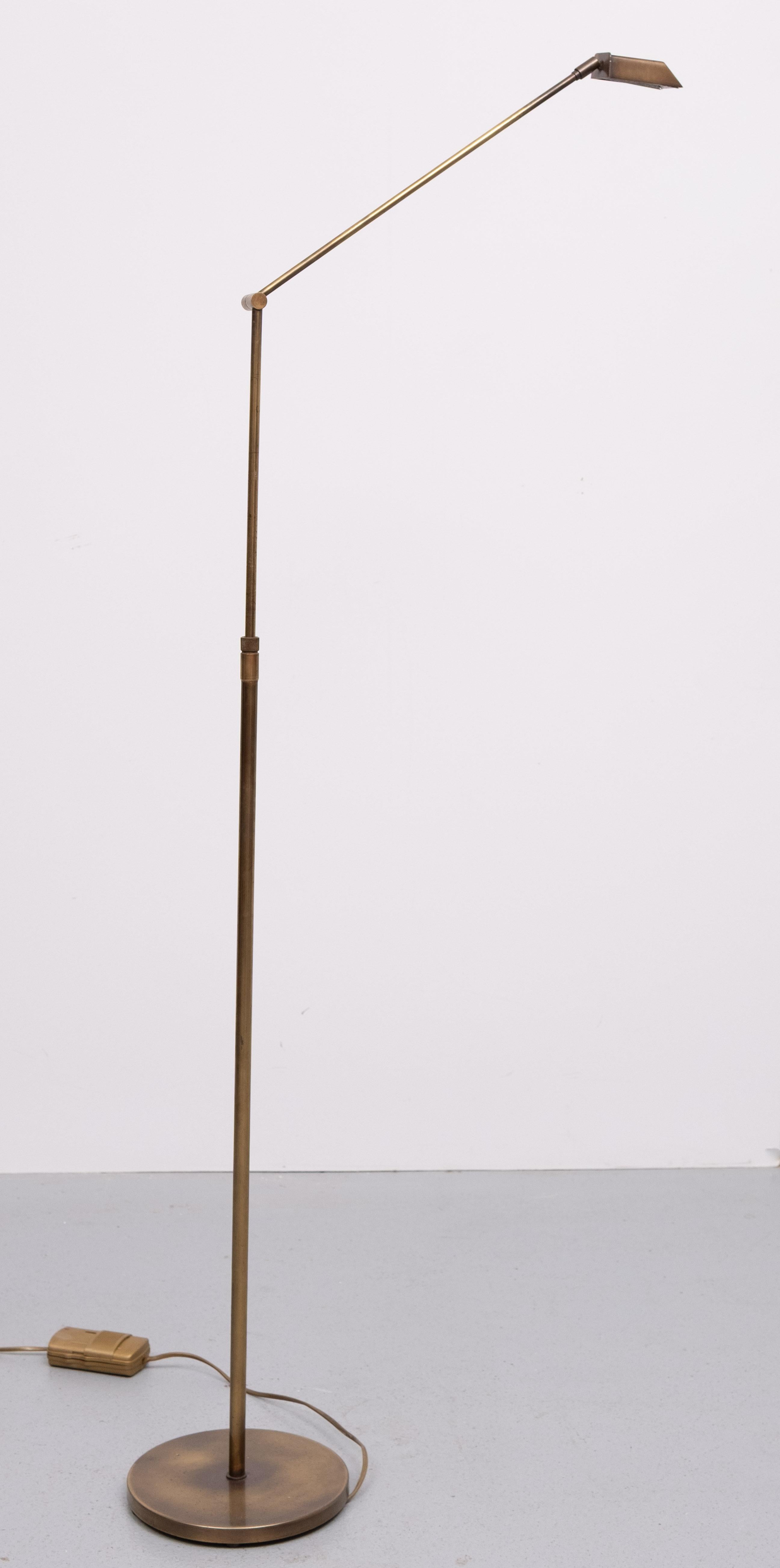 Mid-Century Modern Ben Demmers adjustable  Bronze Halogen Floor lamp 1980s For Sale