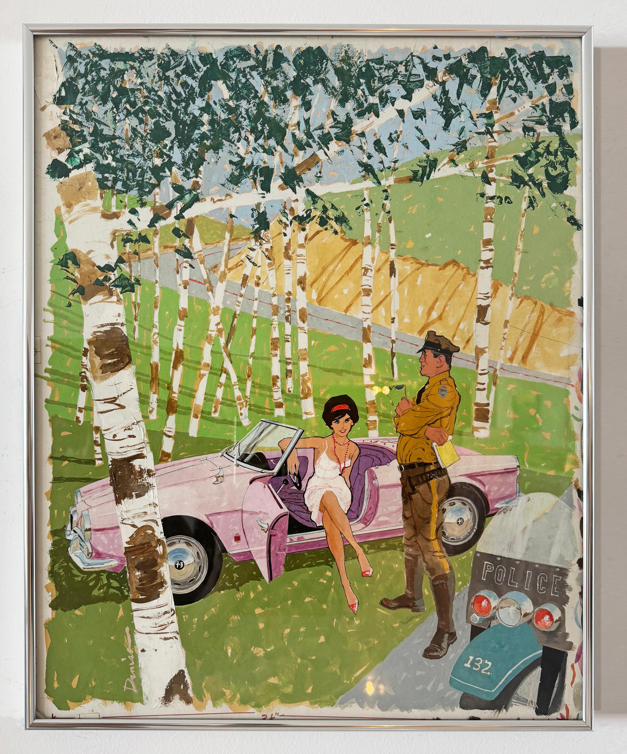 Alfa Romeo Traffic Stop - Playboy Cartoon - Mitte des Jahrhunderts im Angebot 1
