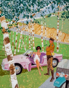 Alfa Romeo Traffic Stop - Playboy Cartoon - Mid Century