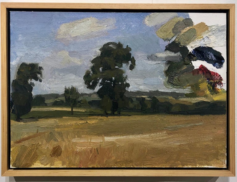 Outside Dinan, France, Pastoral Landscape, Oil on Paper on Panel, Framed - Painting by Benjamin Duke