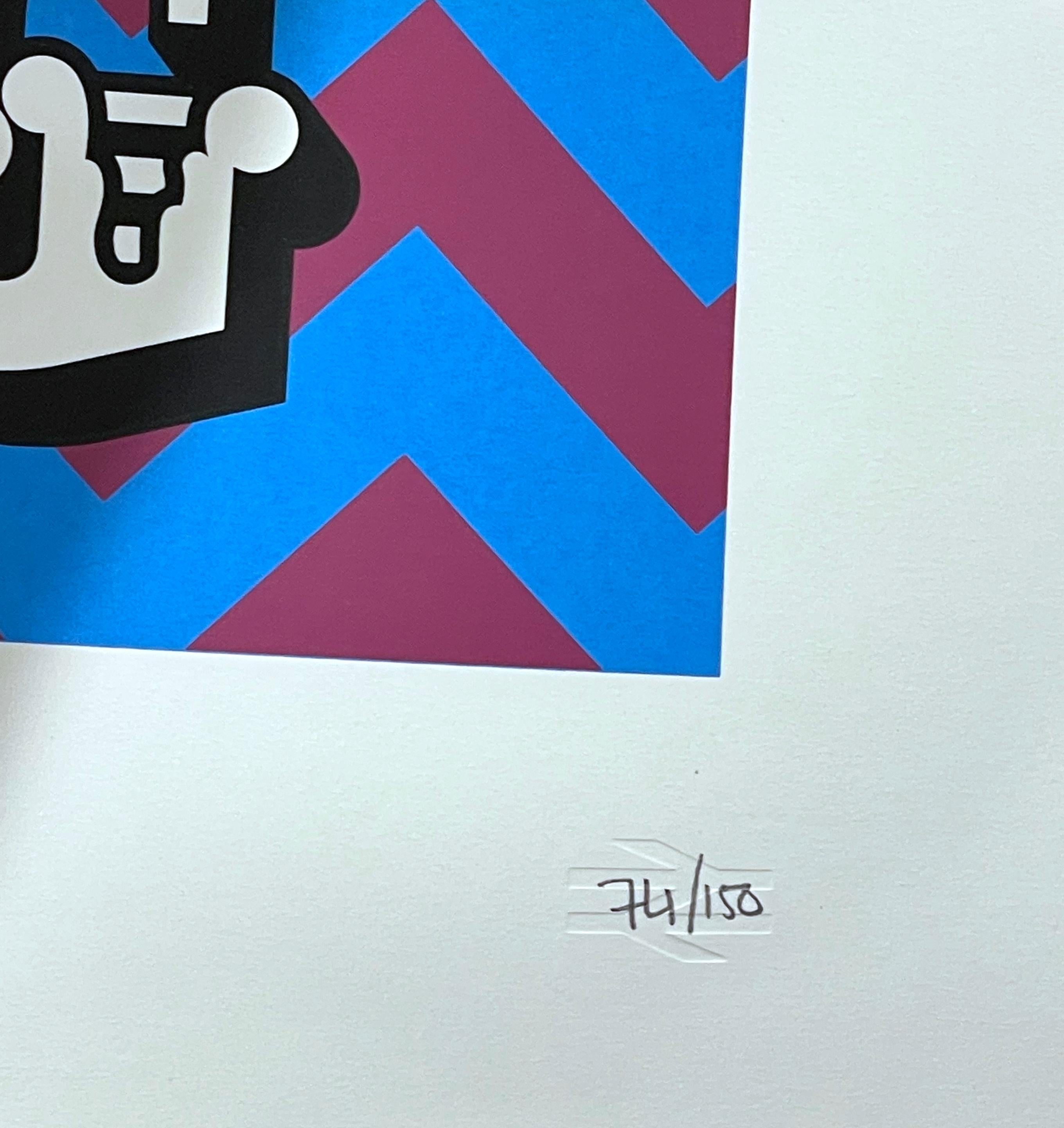 Ben Eine
Être audacieux, jamais ennuyeux, 2019
Sérigraphie 4 couleurs tirée à la main
50 x 70 cmu2028
Edition de 150

Ben Artistics est un artiste de rue britannique réputé pour ses œuvres d'art typographiques qui ornent les paysages urbains du