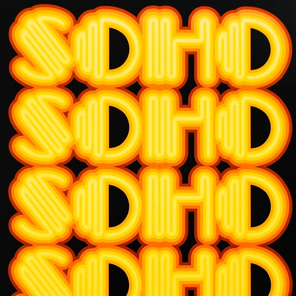 BEN EINE Soho (produit d'imprimeur orange) - Art urbain Print par Ben Eine