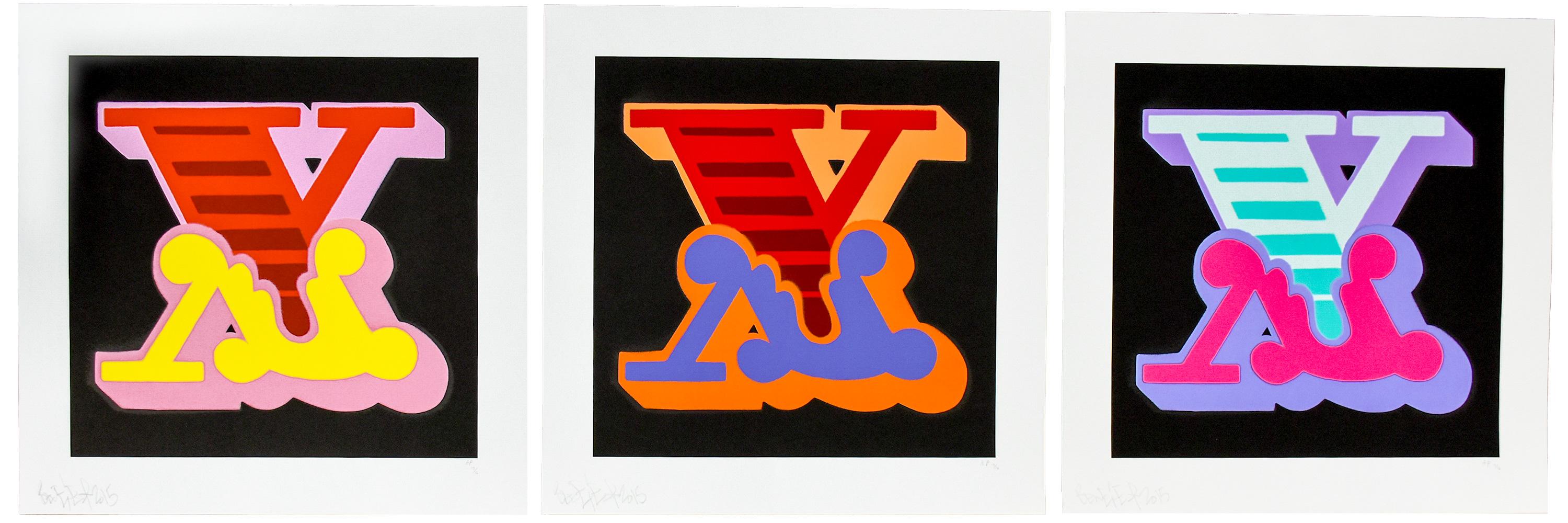 Lettre X (épreuve d'artiste, ensemble de 3 tirages) - Print de Ben Eine