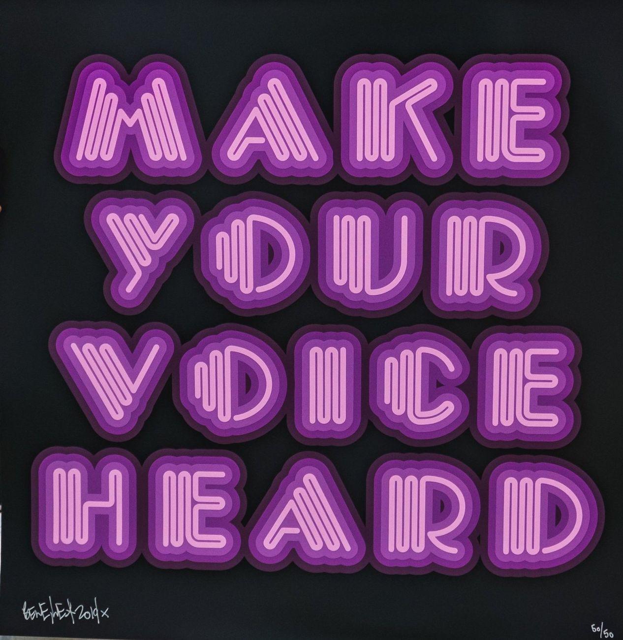 Ben Eine Print – Verschaffen Sie Ihrer Stimme Gehör (Lila)