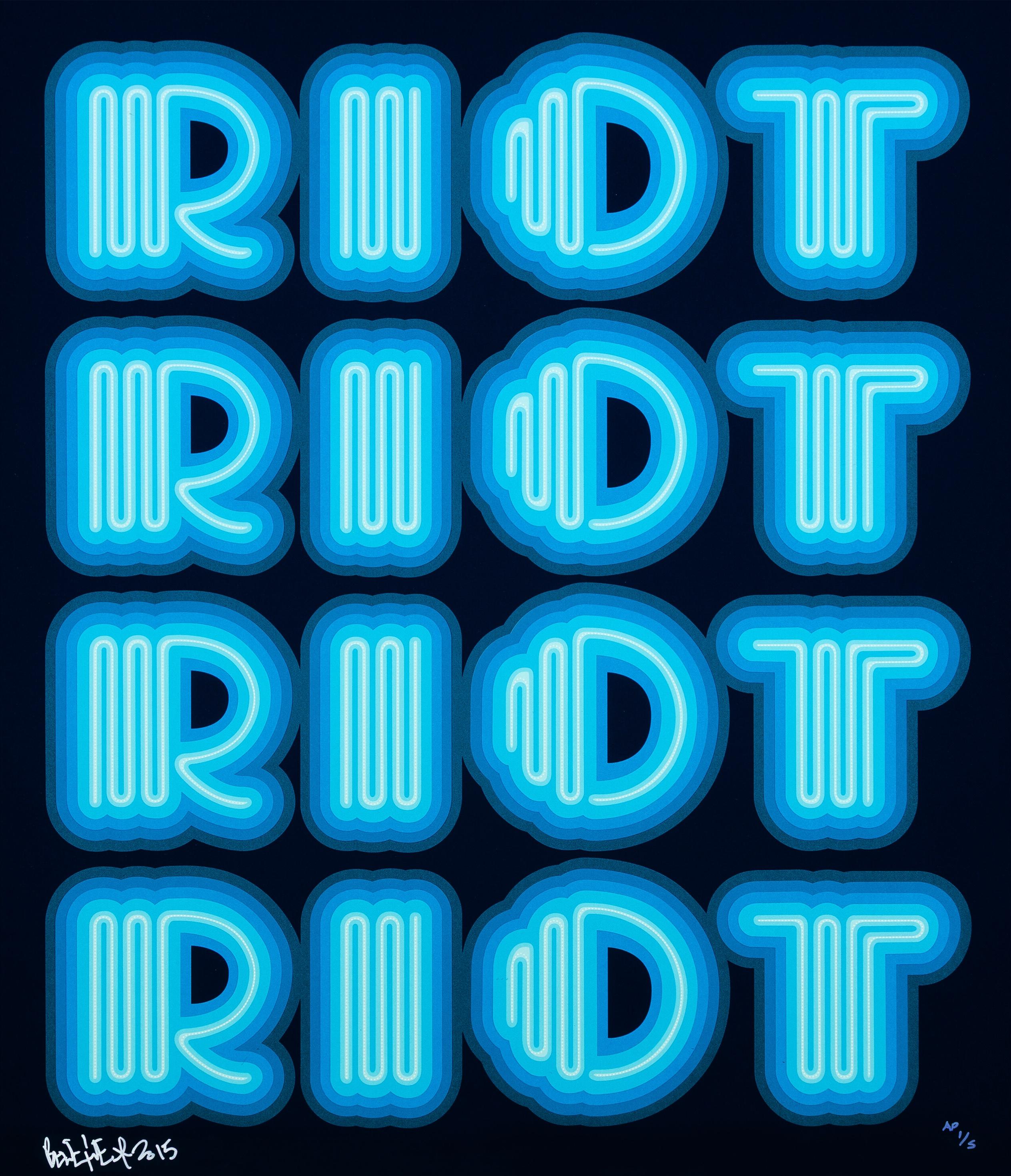 RIOT (Blue / Navy Ground), rare large hand signed screen print