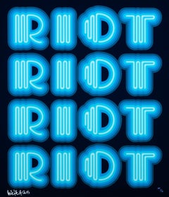 RIOT (Blue / Navy Ground), rare large hand signed screen print