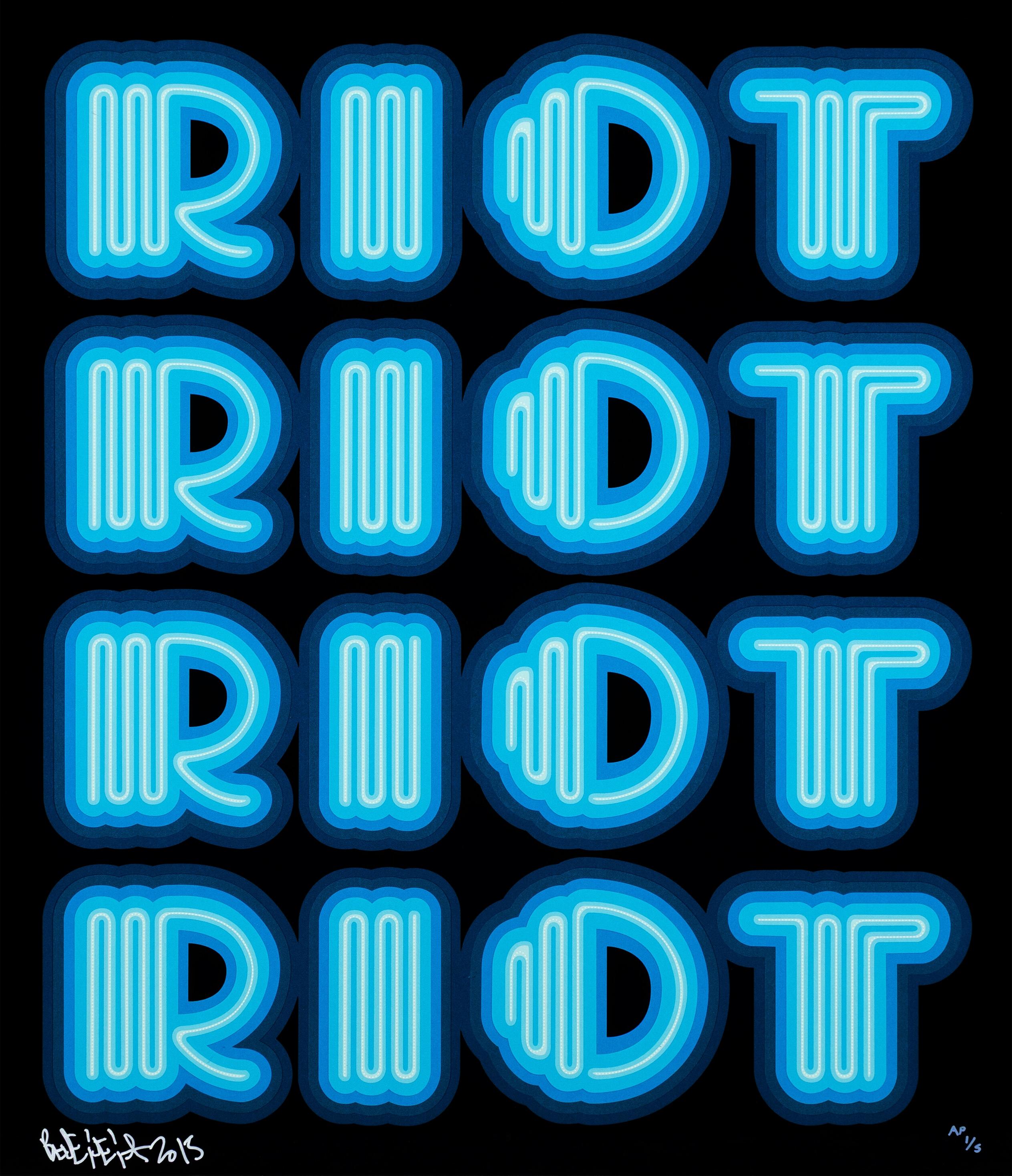 RIOT (Blue), rare large hand signed screen print