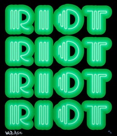 RIOT (Green), rare large hand signed screen print