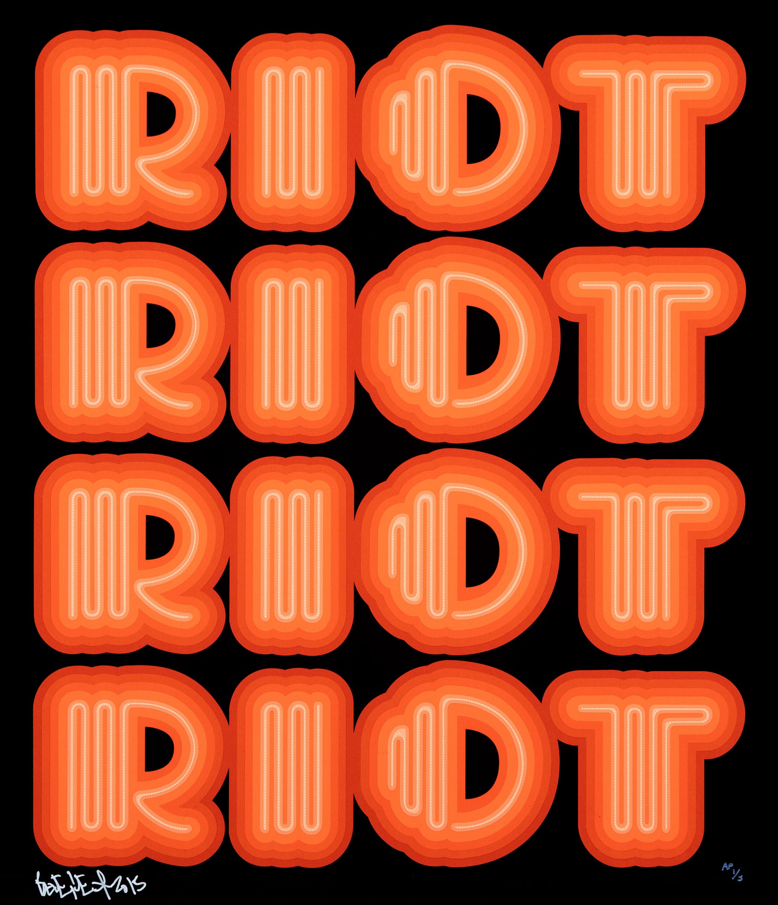 RIOT (Orange), rare large hand signed screen print