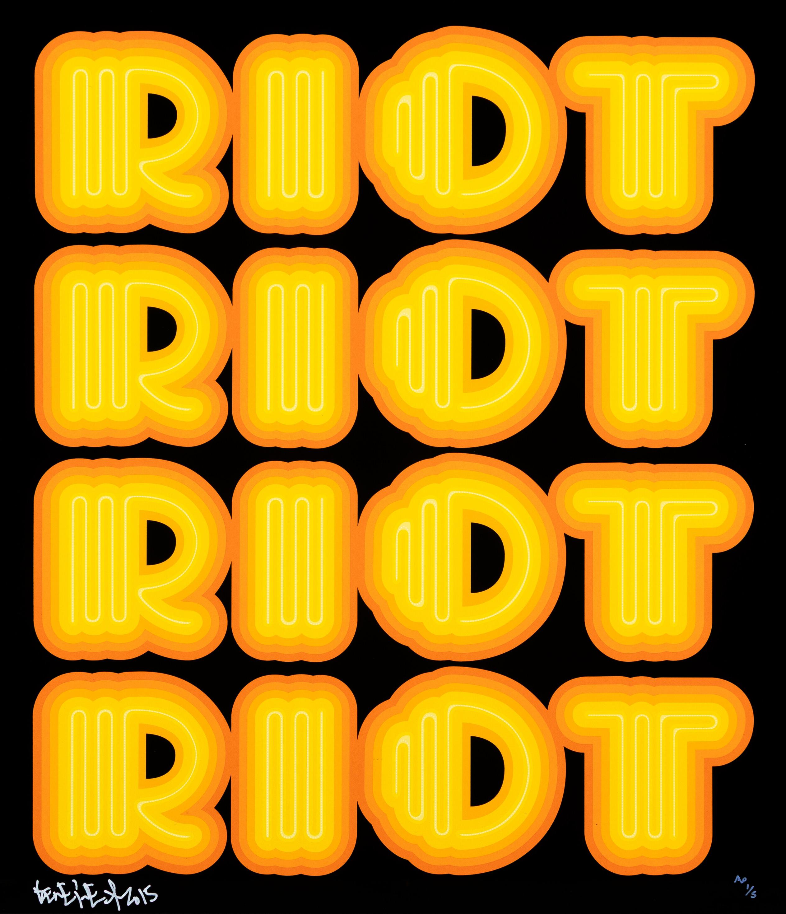 RIOT (Yellow), rare large hand signed screen print