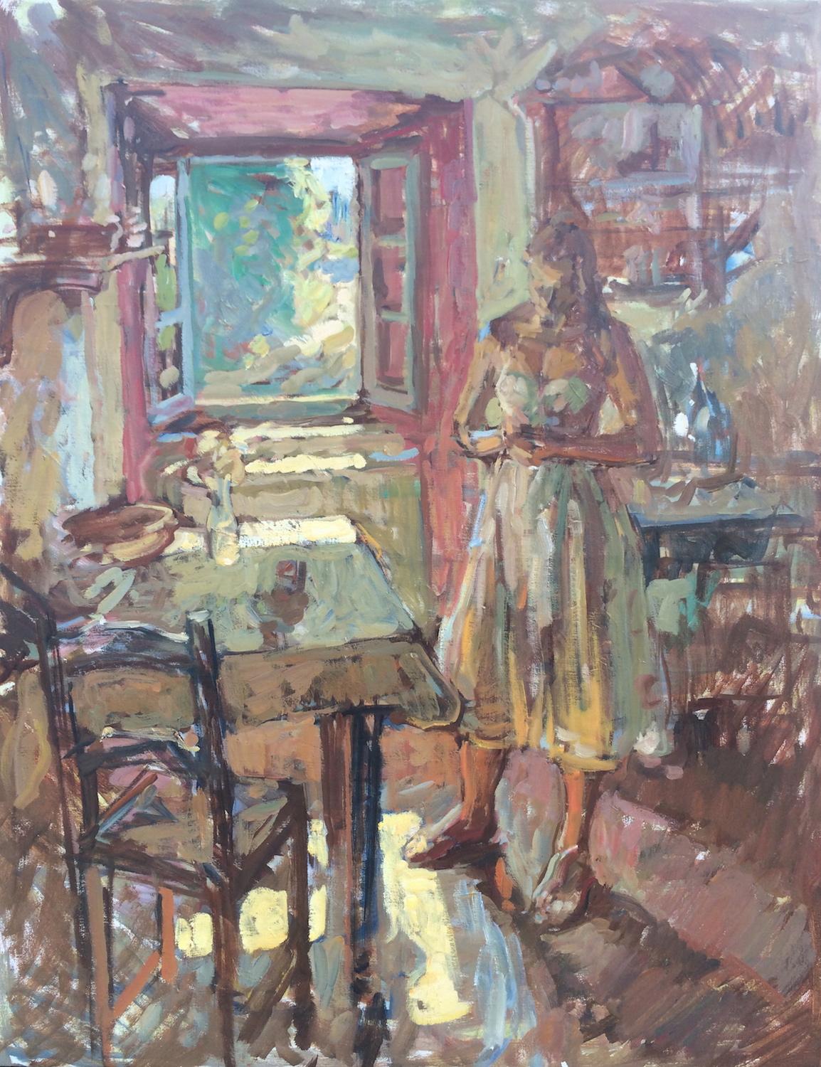 Ben Fenske Figurative Painting - Afternoon in the Kitchen