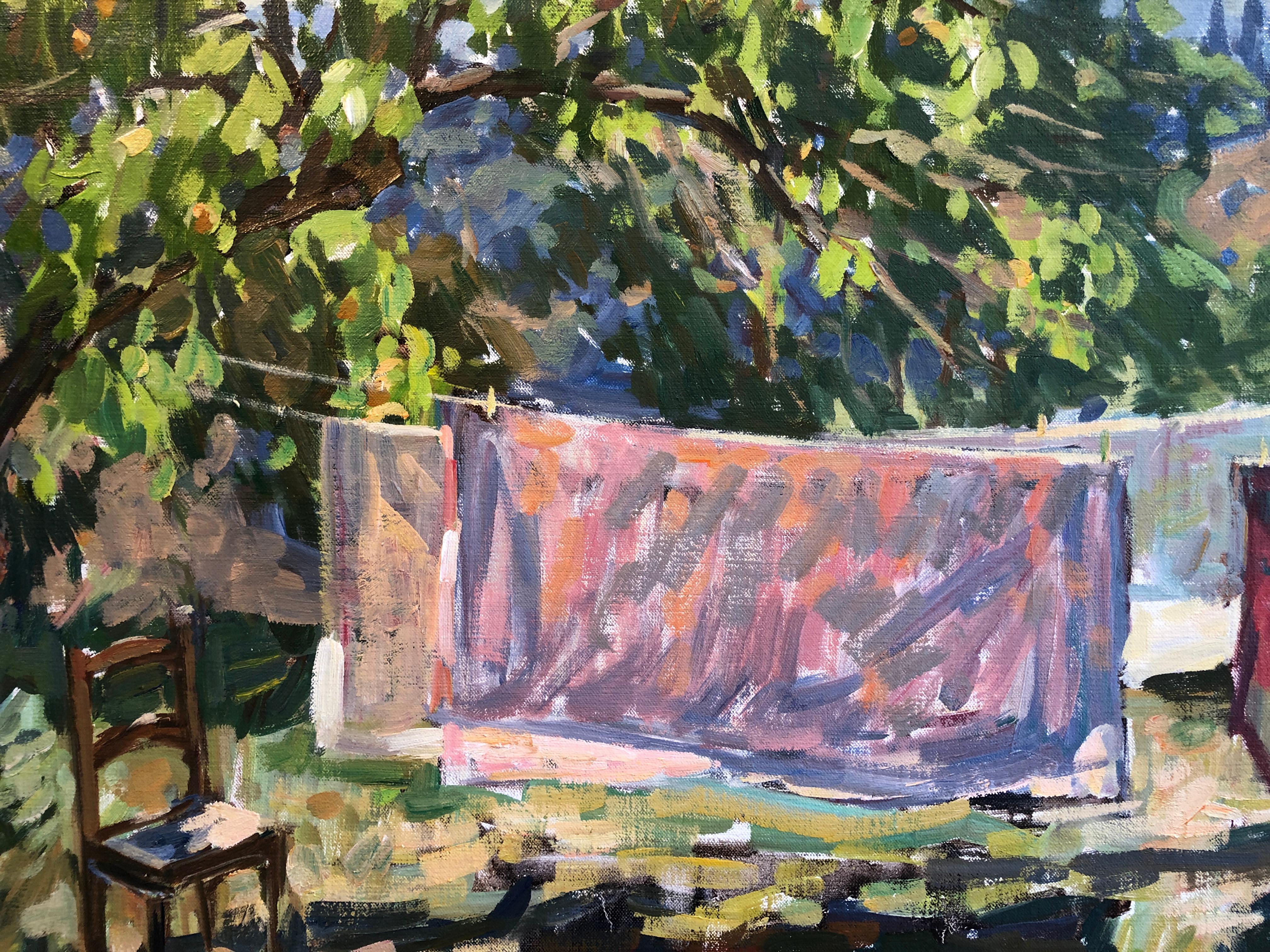 Apricots and Laundry - Impressionist Painting by Ben Fenske