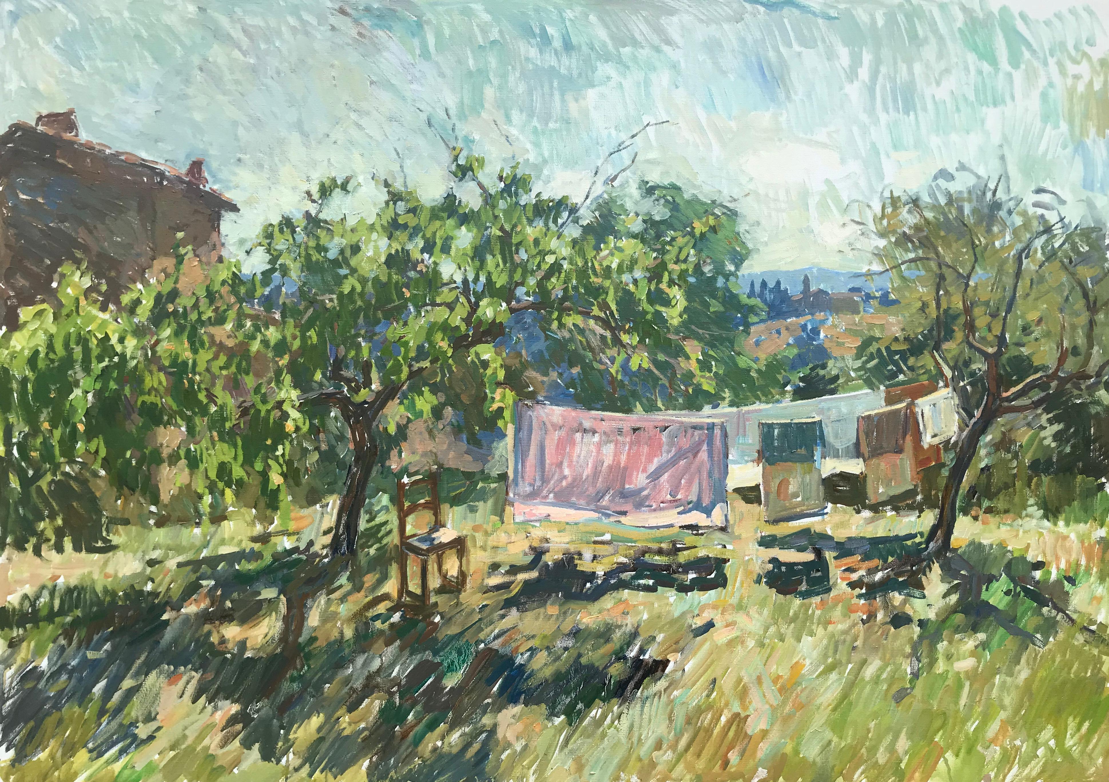 Ben Fenske Landscape Painting - Apricots and Laundry