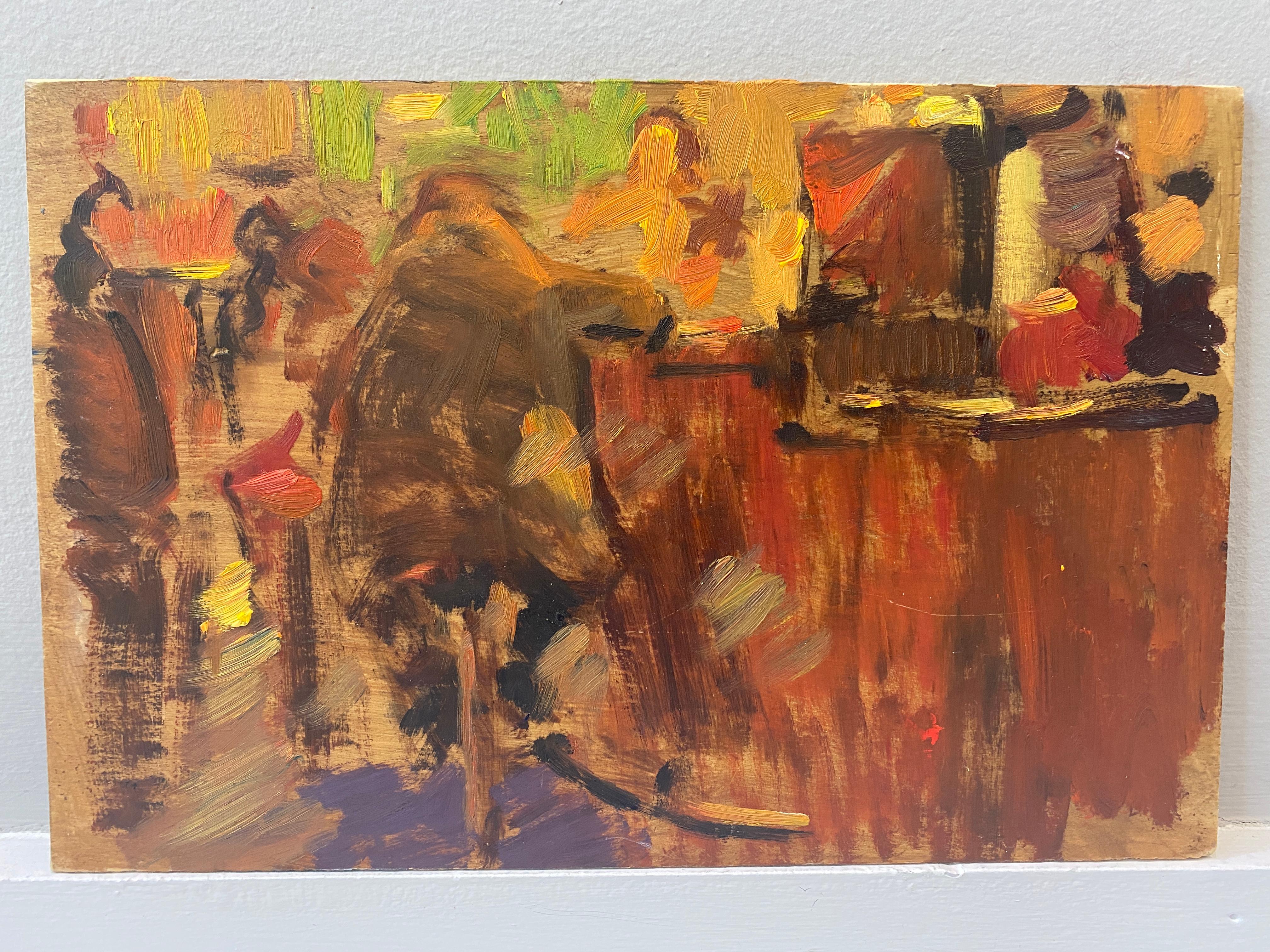 Petite peinture à l'huile impressionniste de la scène de bar - étude - Impressionnisme américain Painting par Ben Fenske