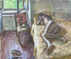 "Letto" Quadro figurativo impressionista di donna nuda sdraiata a letto