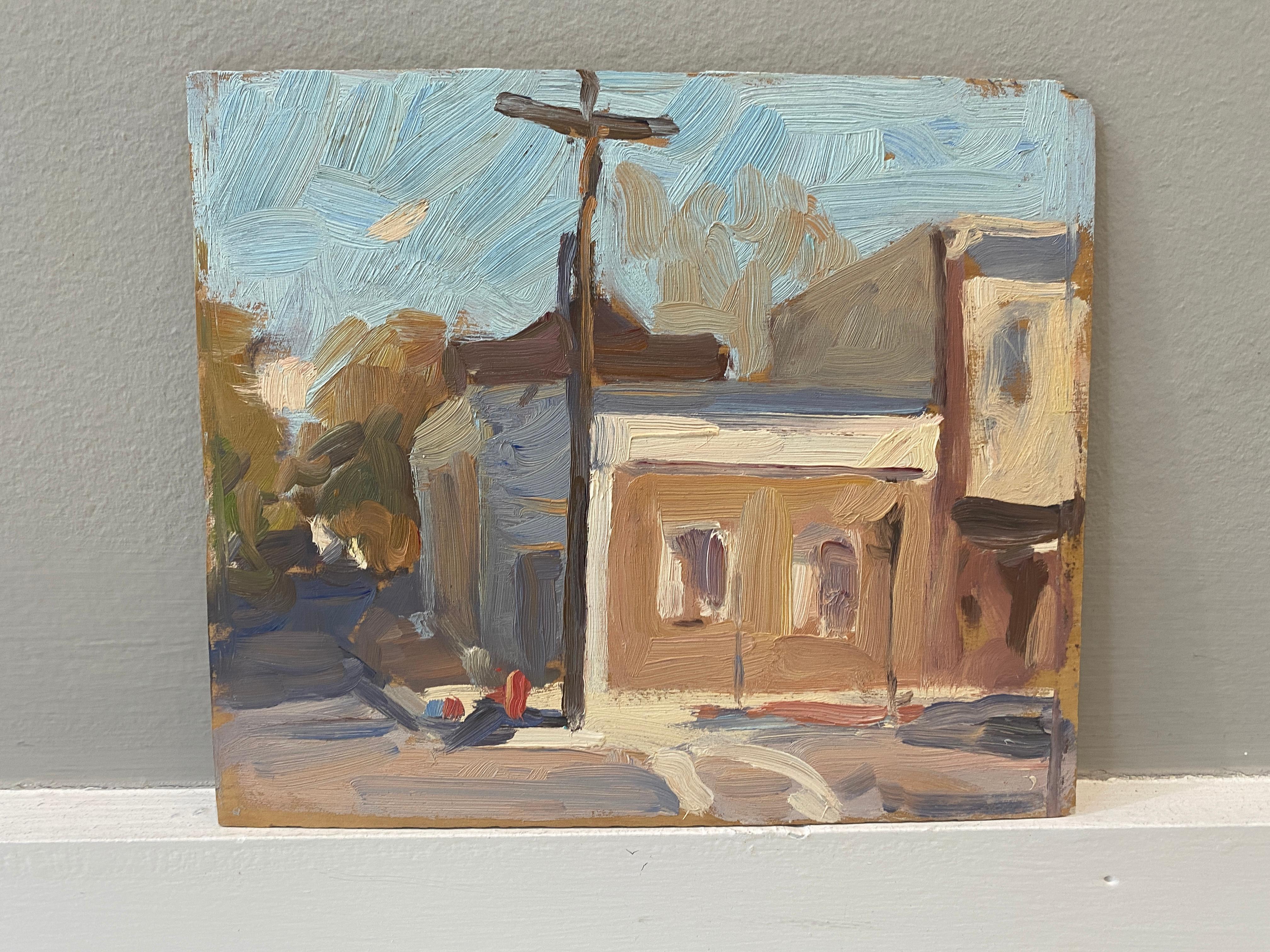 « Entre Main Street et Washington », étude de peinture à l'huile sur panneau, Sag Harbor NY - Painting de Ben Fenske