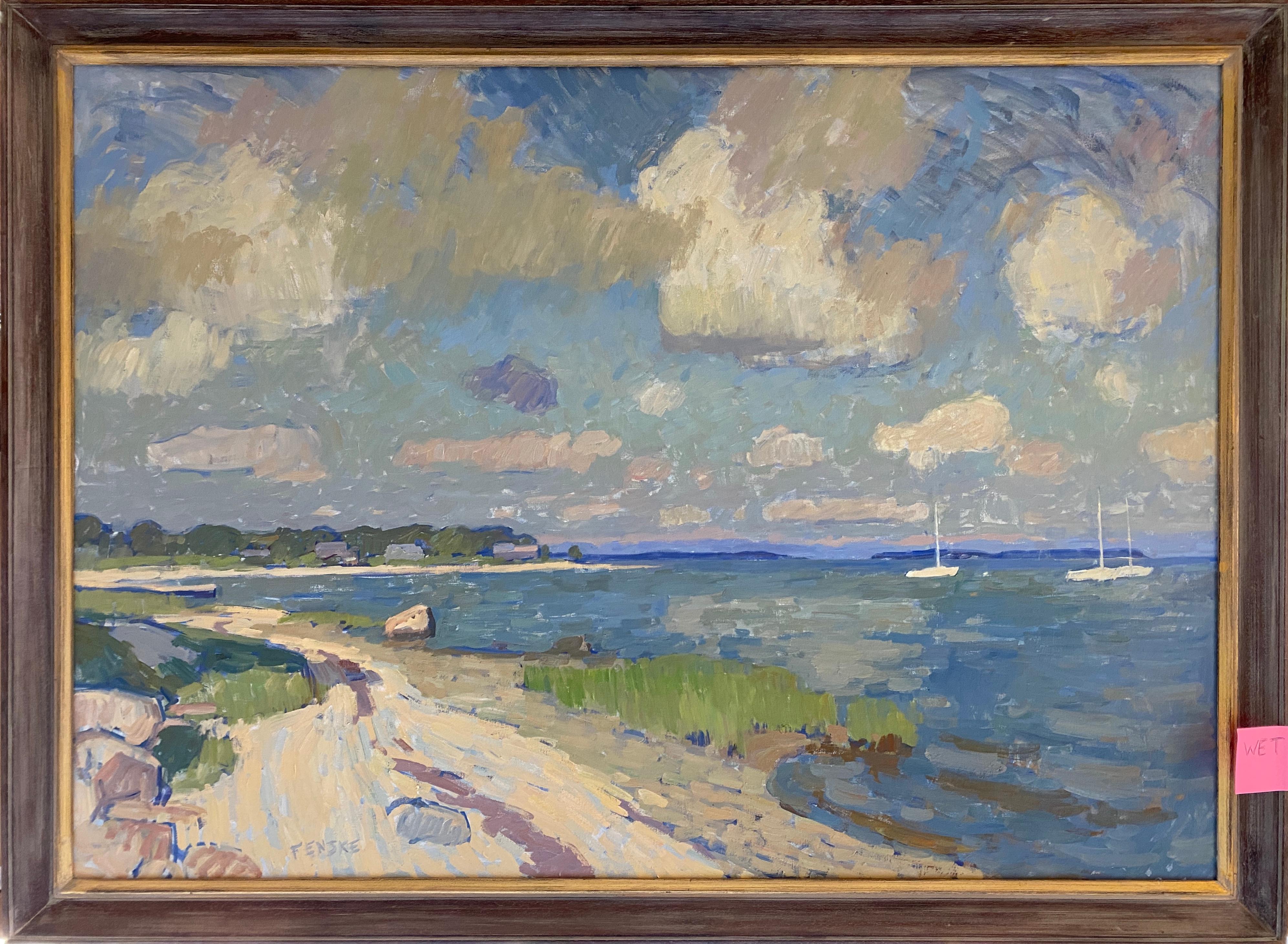 Clouds Over Secret Beach - Painting by Ben Fenske