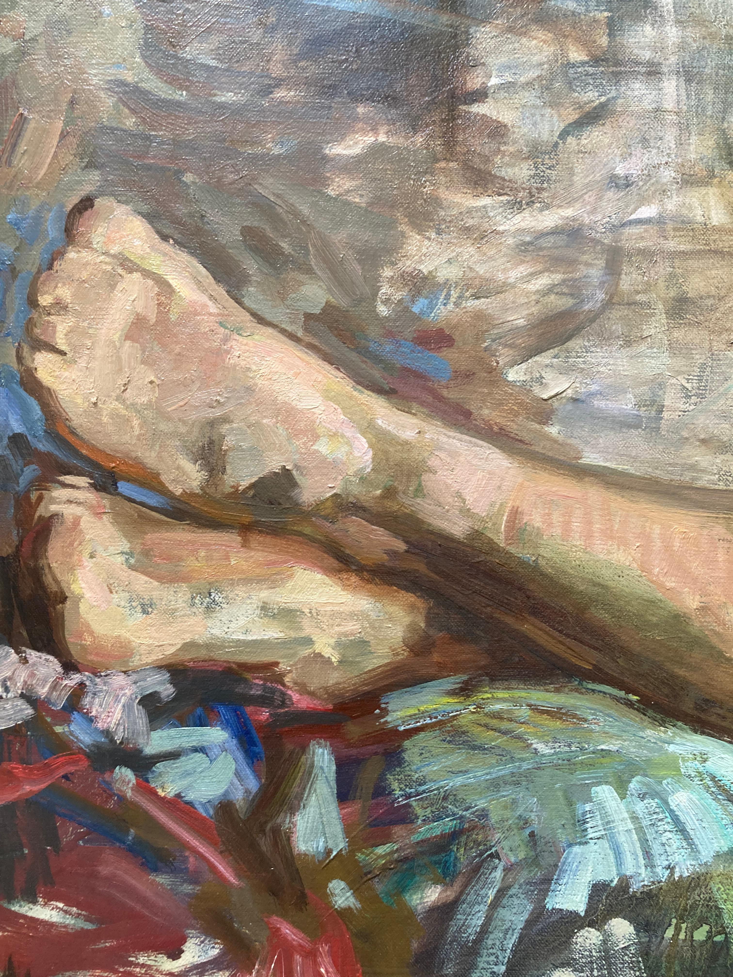 Reclining Nude, June - Impressionist Painting by Ben Fenske
