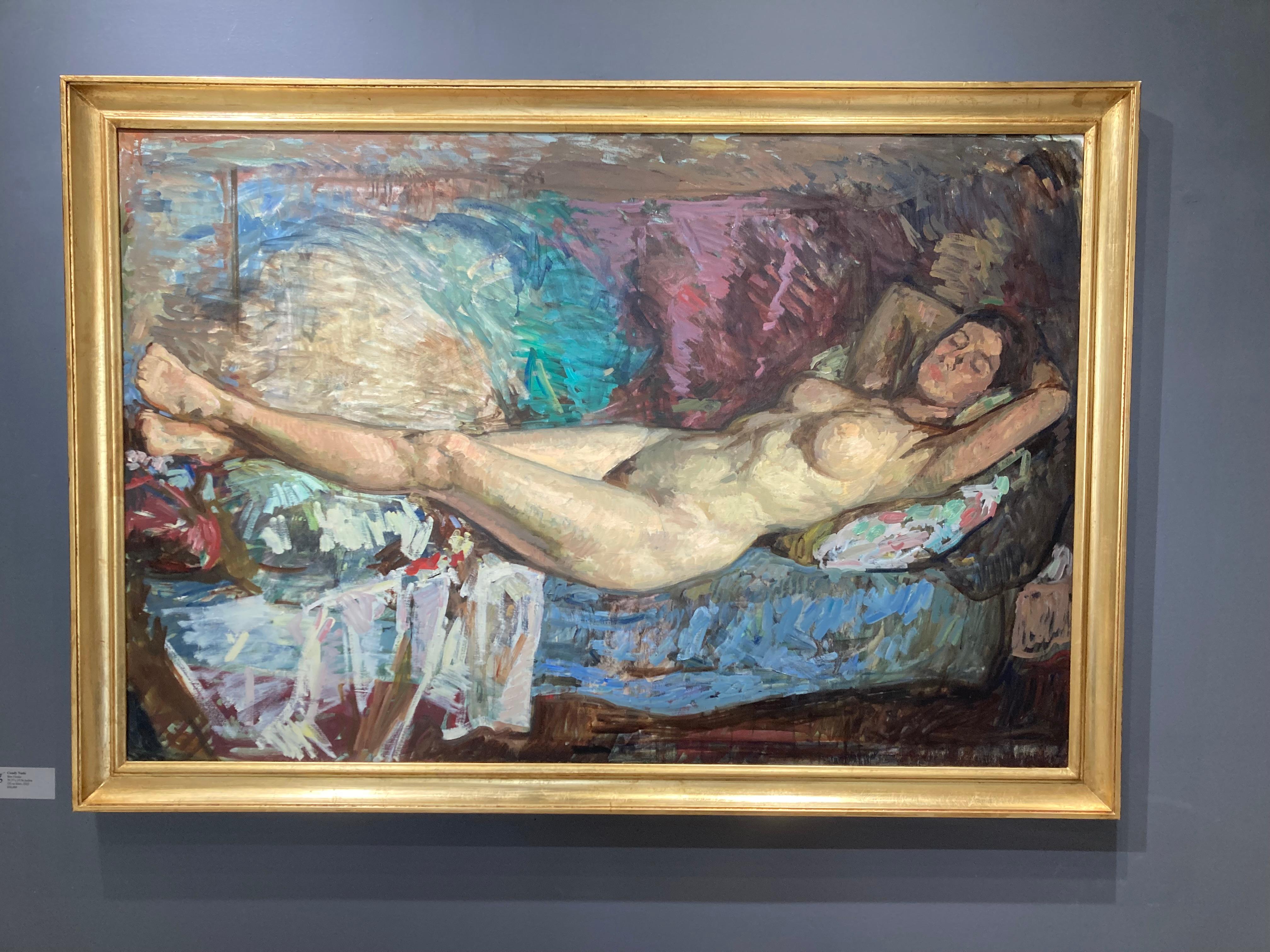 Reclining Nude, June - Brown Nude Painting by Ben Fenske
