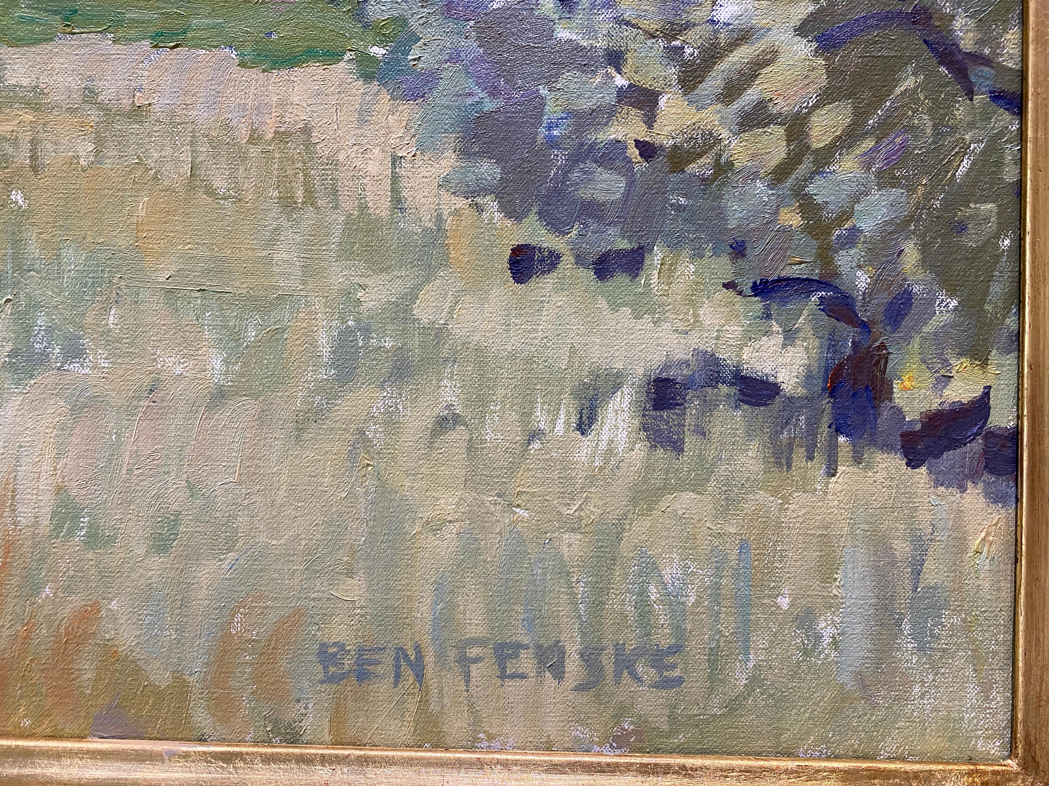 vue impressionniste du paysage toscan au printemps - Impressionnisme Painting par Ben Fenske