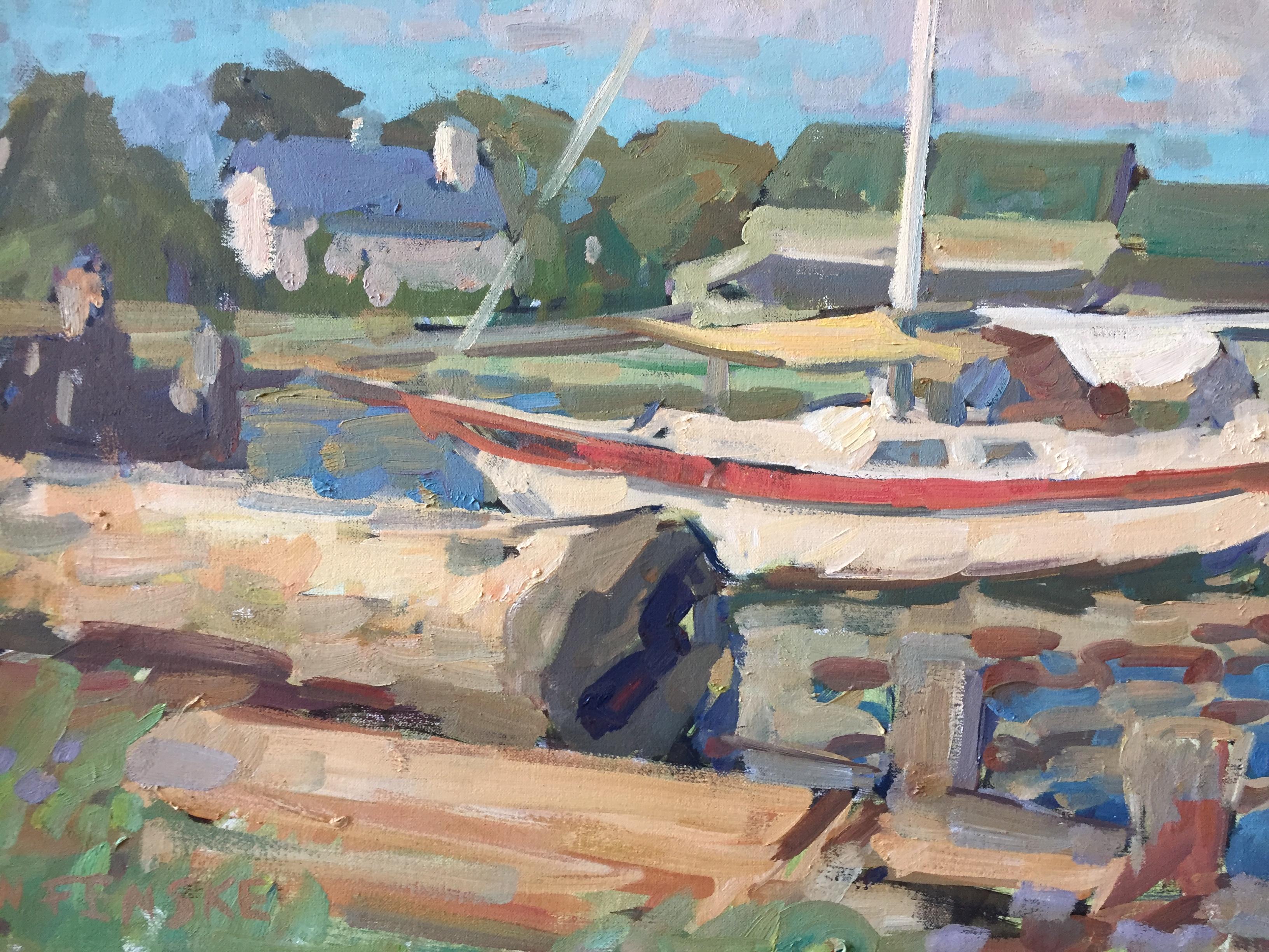 Greenport Basin - American Impressionist Painting by Ben Fenske