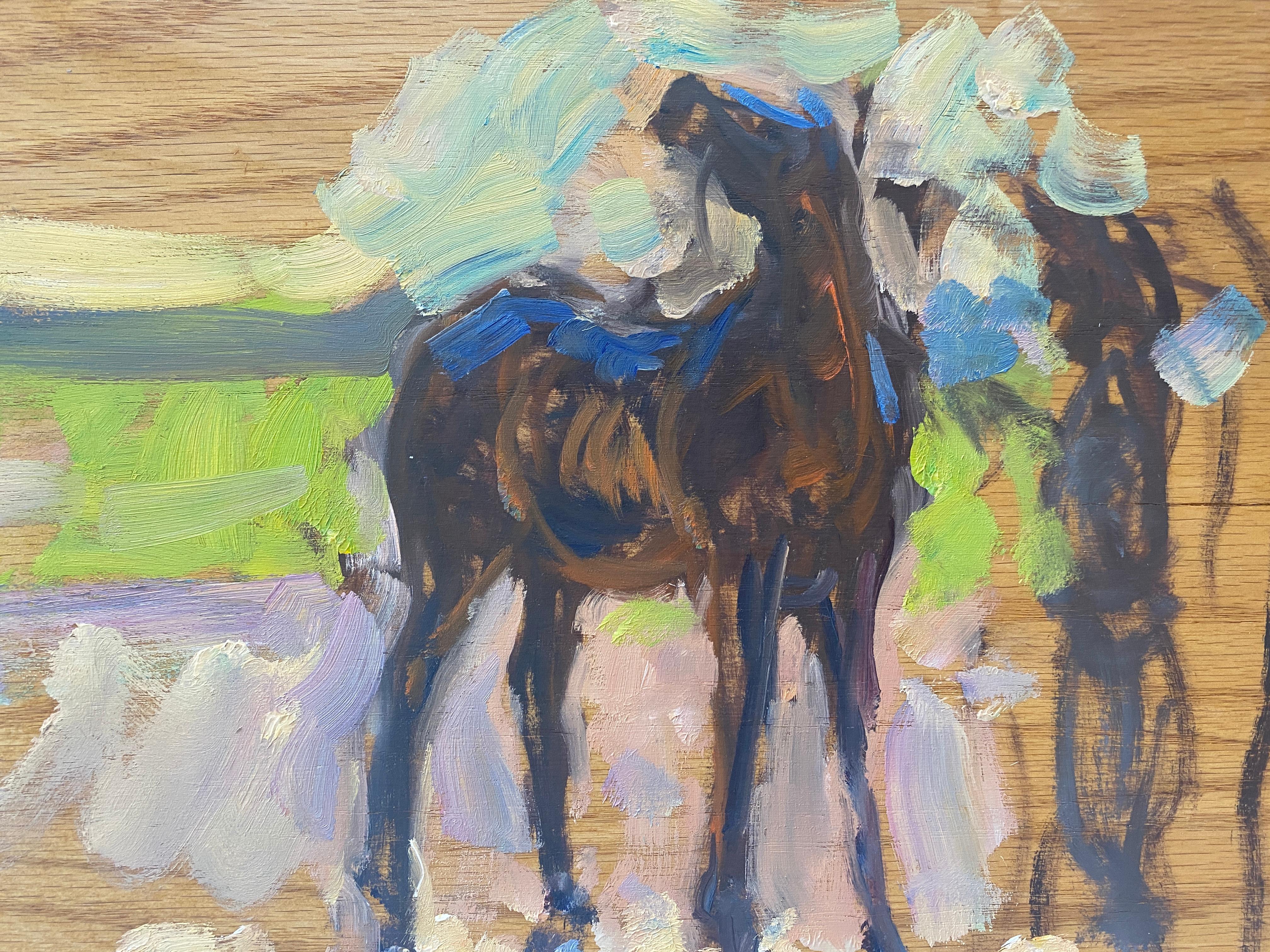 Croquis de cheval (en anglais) - Beige Abstract Painting par Ben Fenske