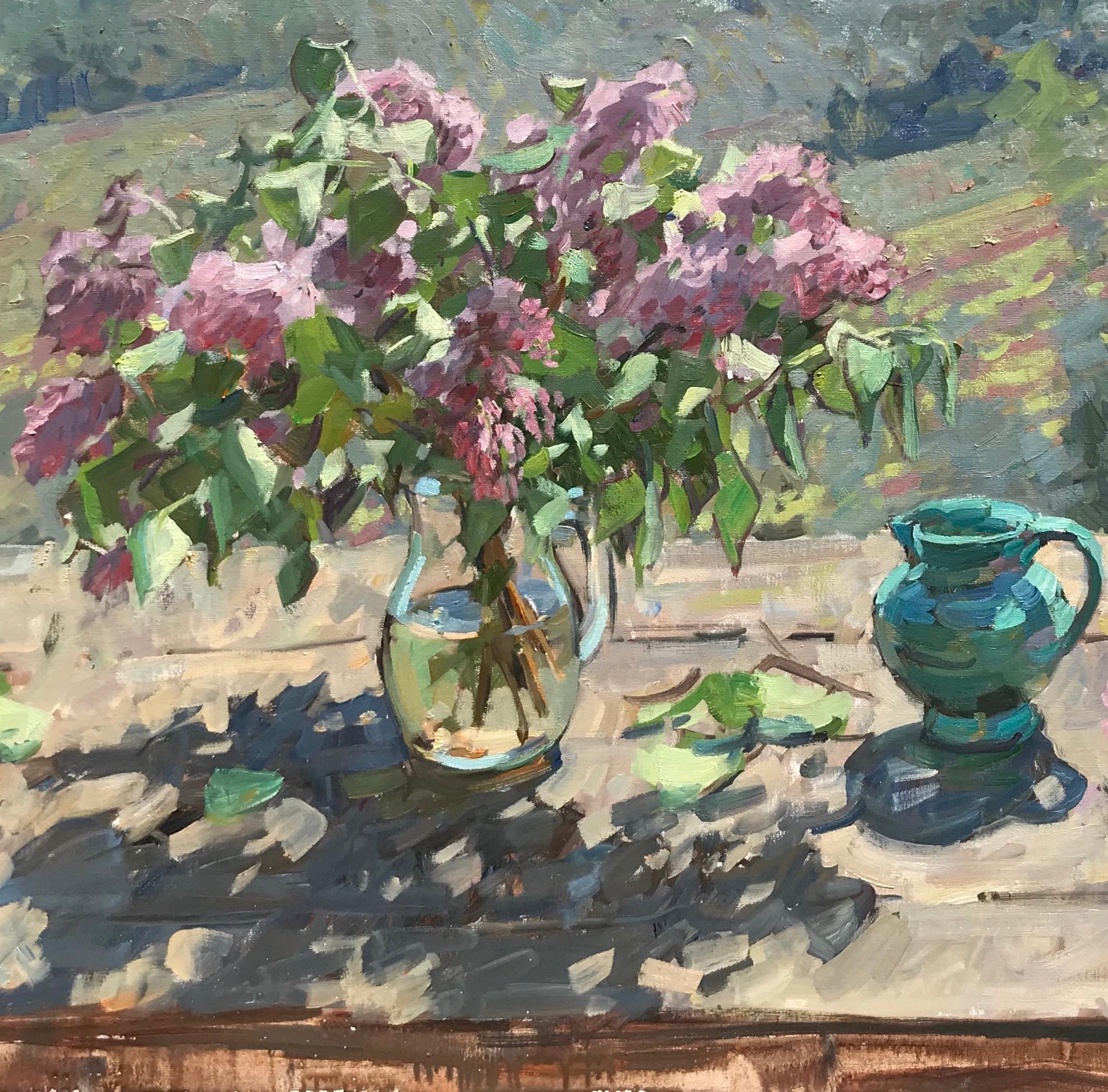 Lilacs and Vines - American Impressionist Painting by Ben Fenske