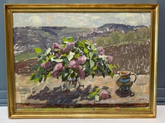 "Lilacs" Oil Painting, Flowers, Plein Air, Impressionist Style, 31.5x39.4 inches