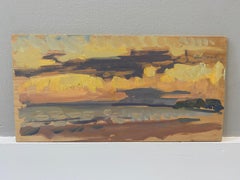 "Long Beach Study" oil painting on wood panel, color value sketch, yellow, blues