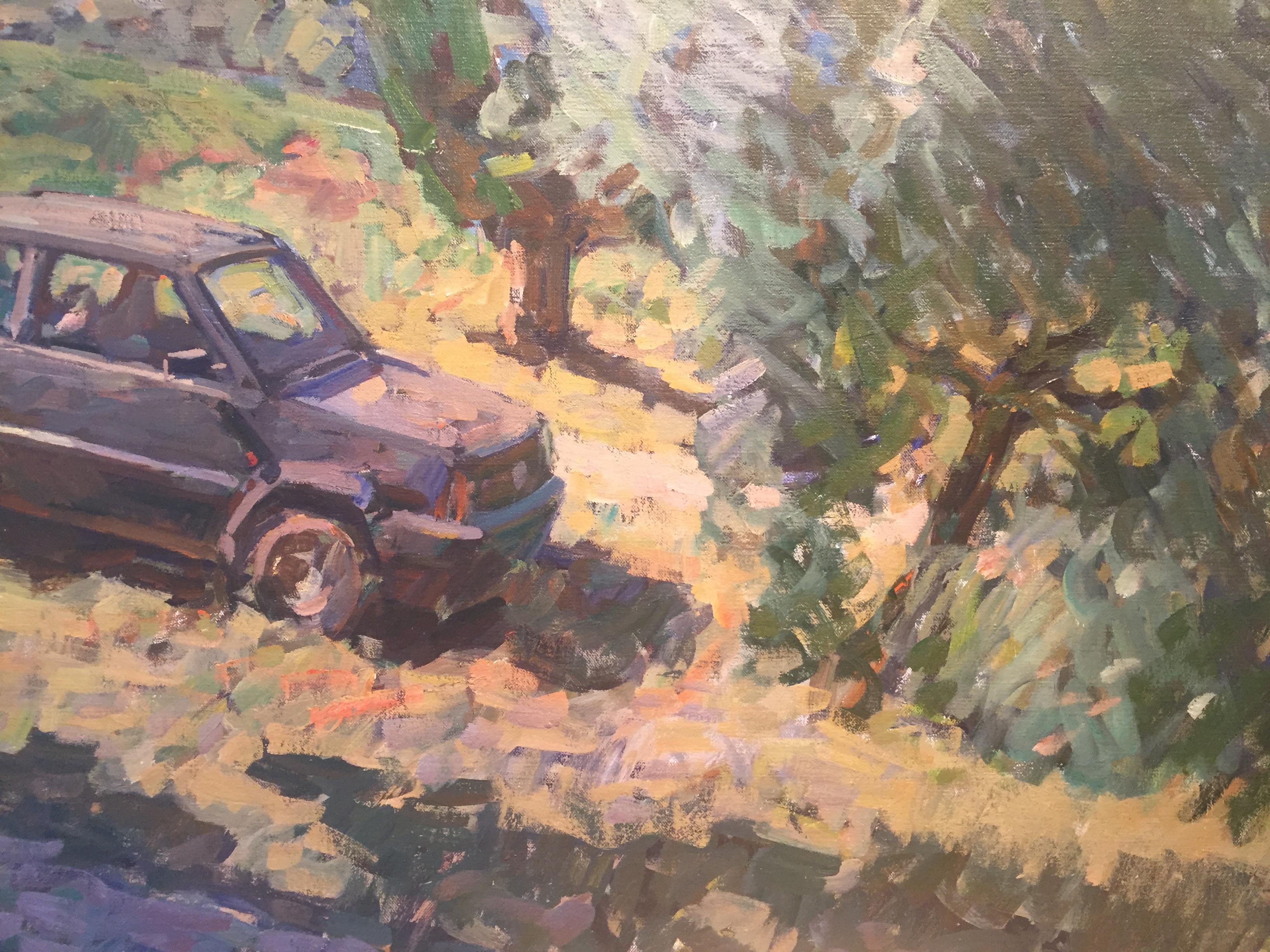 Peinture en plein air du Fiat de Fenske dans un paysage toscan en vente 1