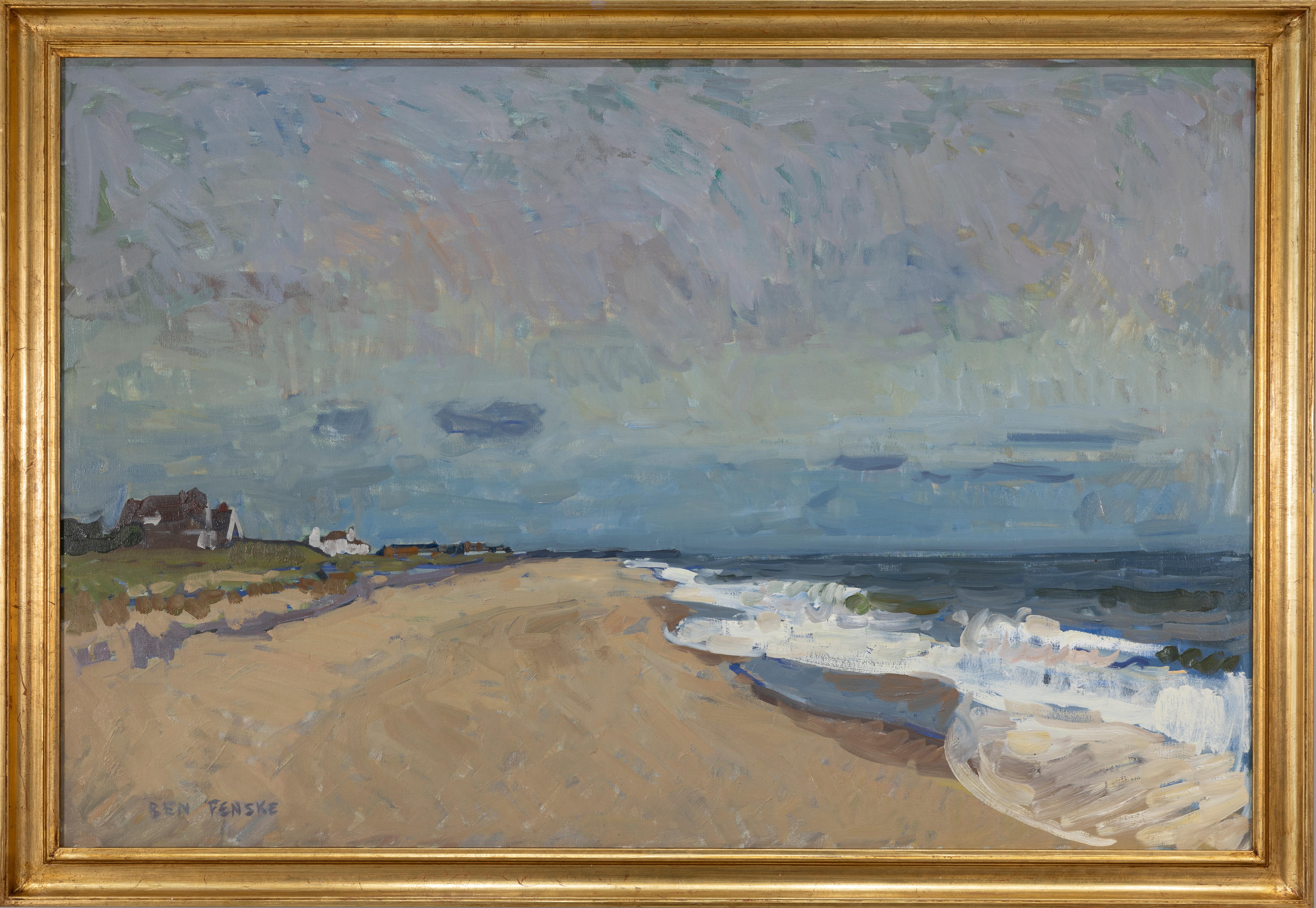 « Peter's Pond, septembre », vue impressionniste de la plage de Sagaponack en plein air - Painting de Ben Fenske