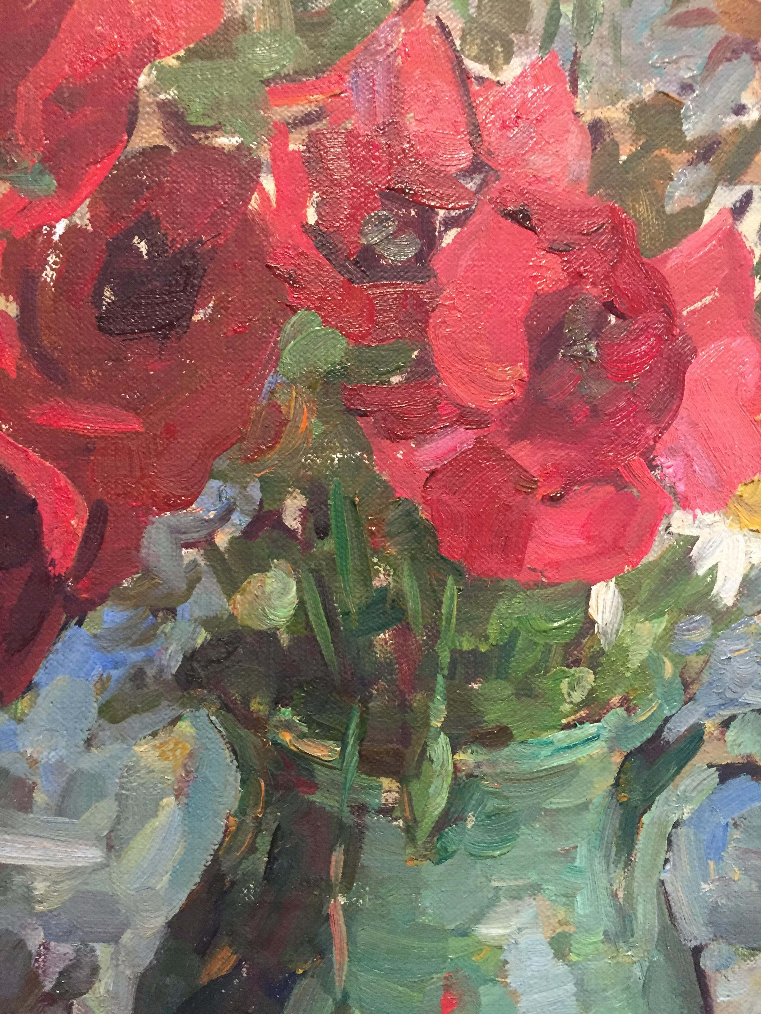 Poppies, Blue - American Impressionist Painting by Ben Fenske