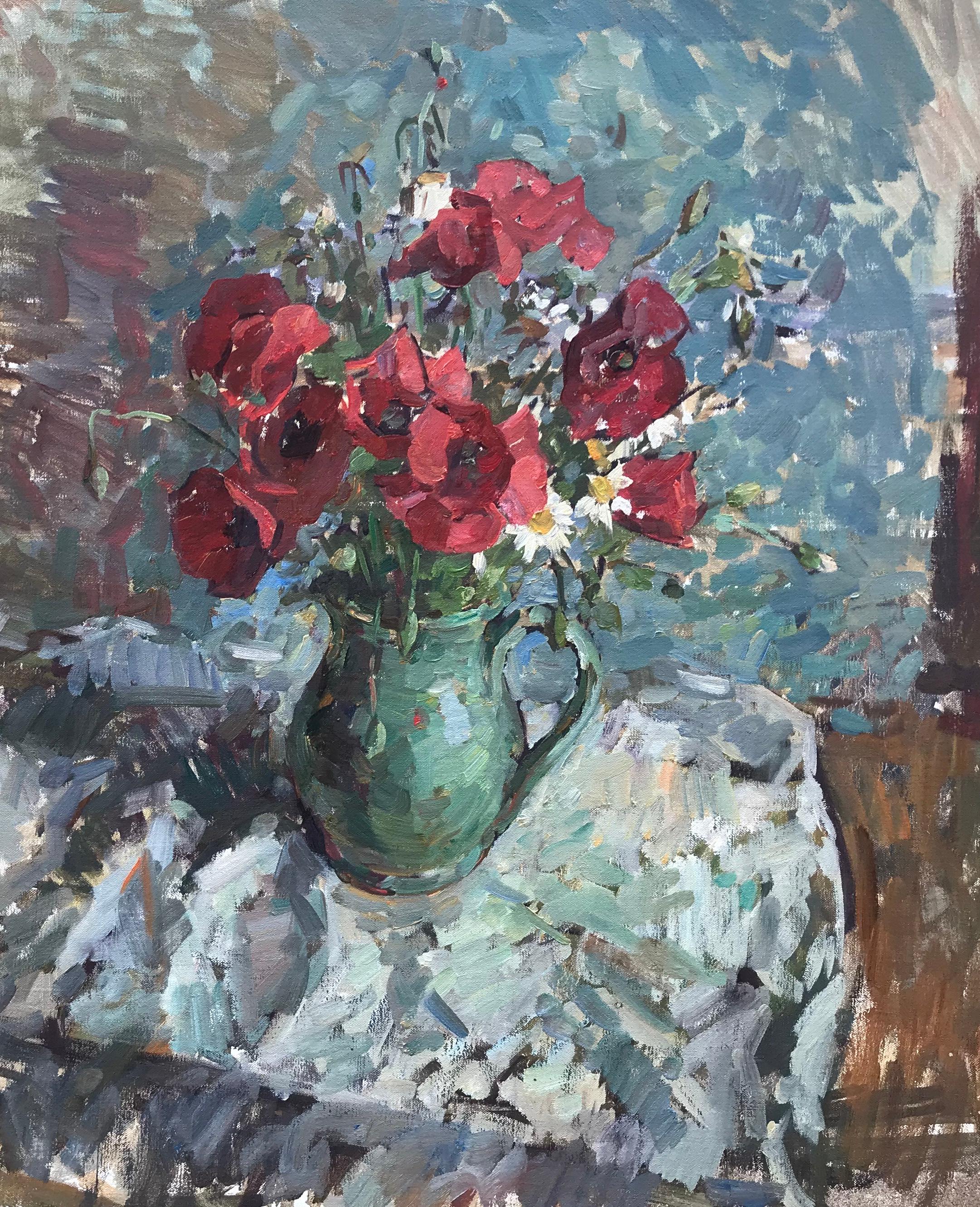 Ben Fenske Still-Life Painting - Poppies, Blue