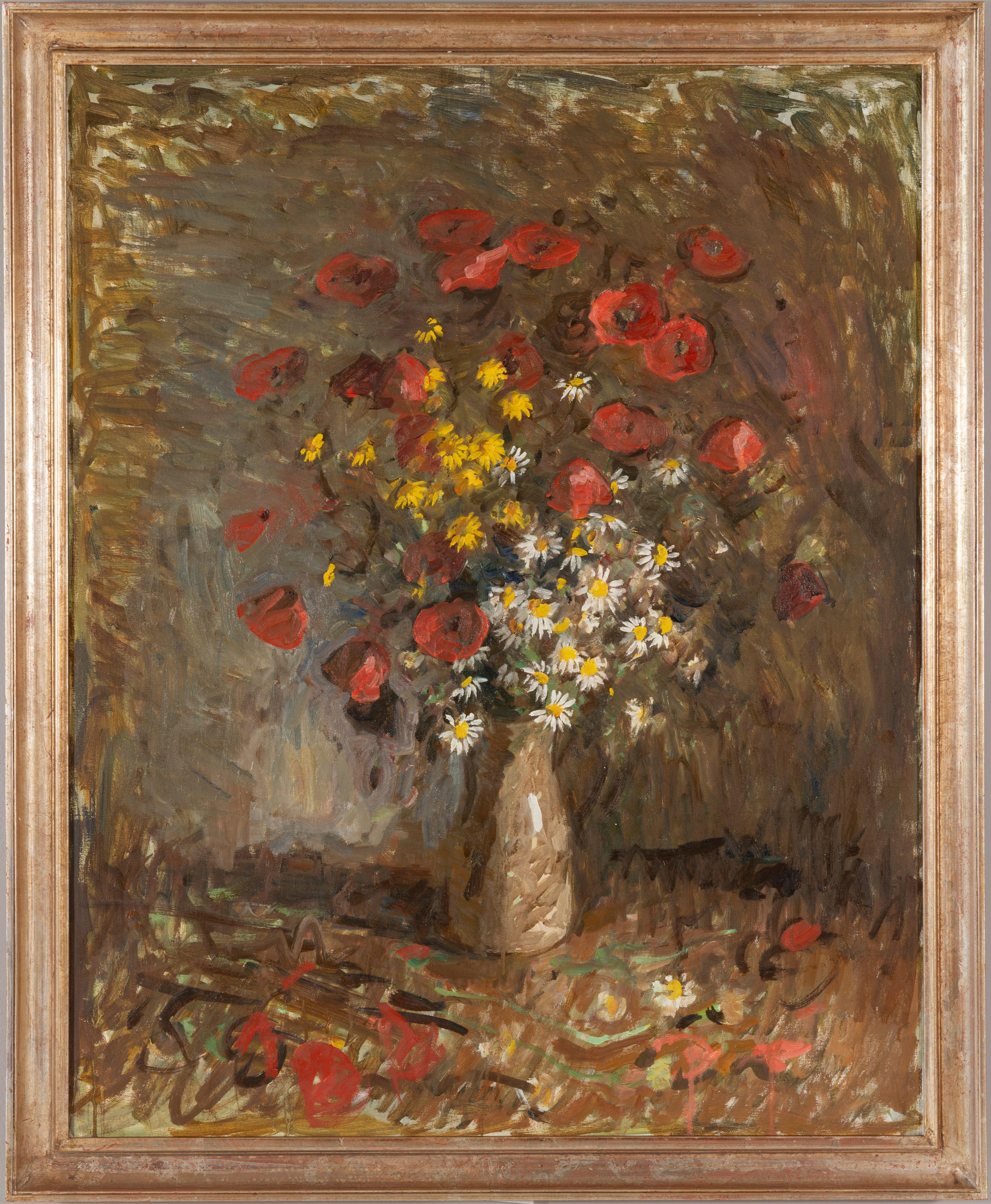 „Blumen, Chamomile“ impressionistisches Stillleben aus Wildblumen aus dem Jahr 2023 – Painting von Ben Fenske
