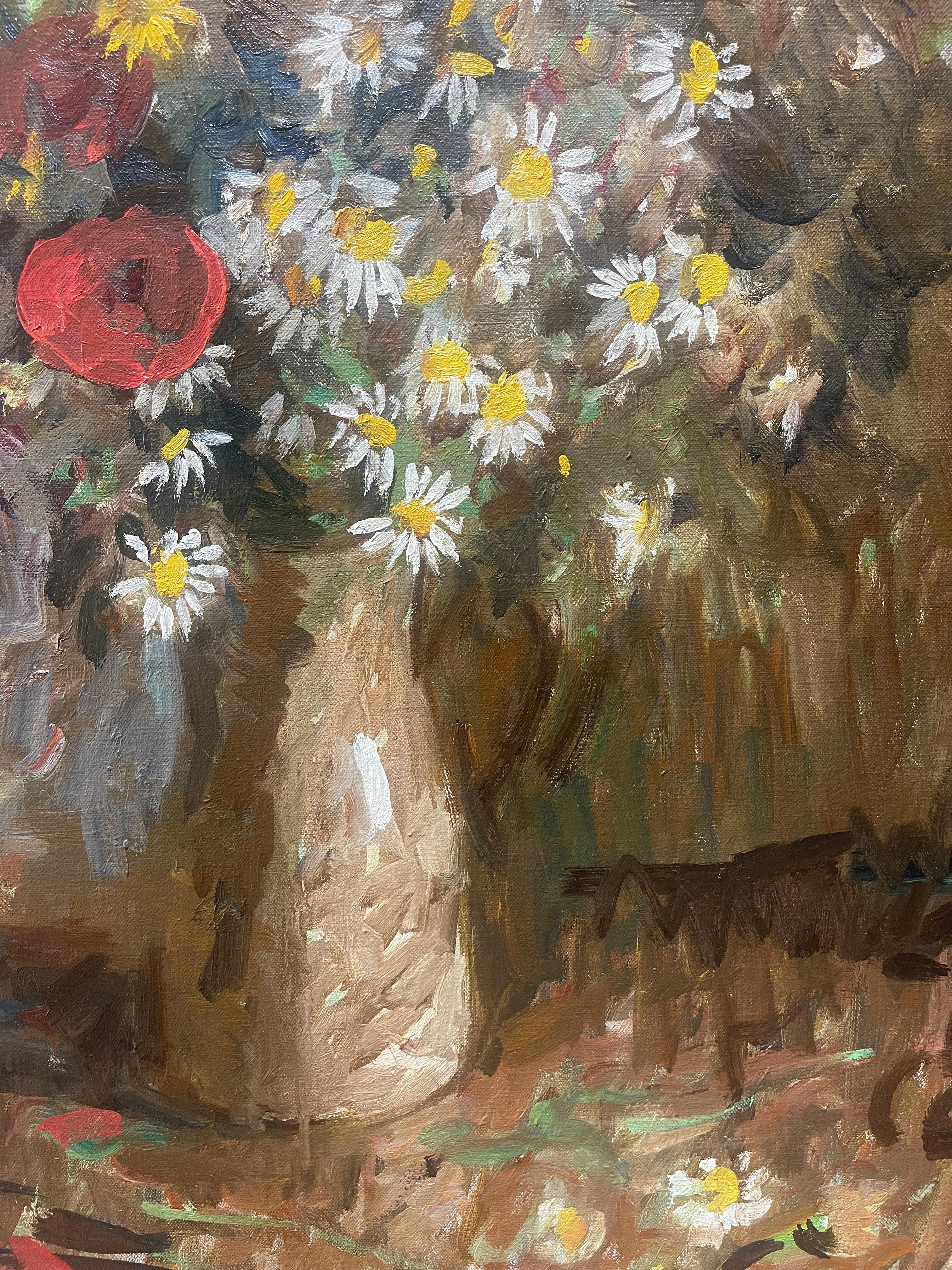 Freshly picked wildflowers are the star of this canvas—poppies and chamomile in their full imperfect glory.

Simple moments are heightened and romanticized in Fenske’s work, which recalls an important tenant of 19th century impressionist movement.
