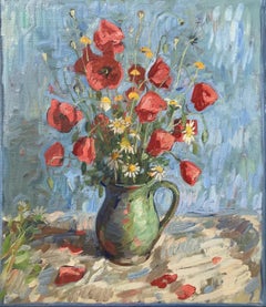 Poppies, Light Blue