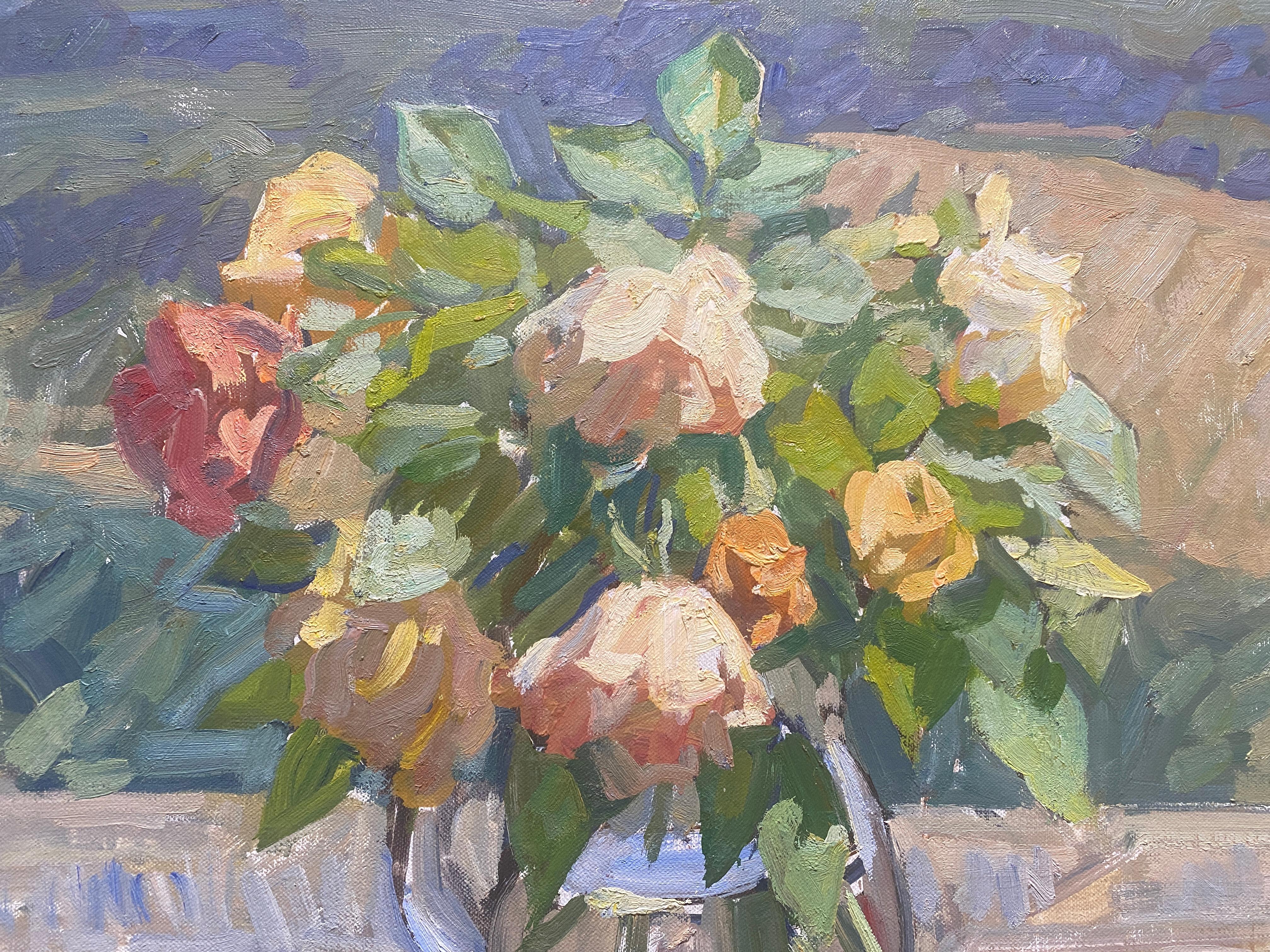 Roses, Sunlight  - Impressionist Painting by Ben Fenske