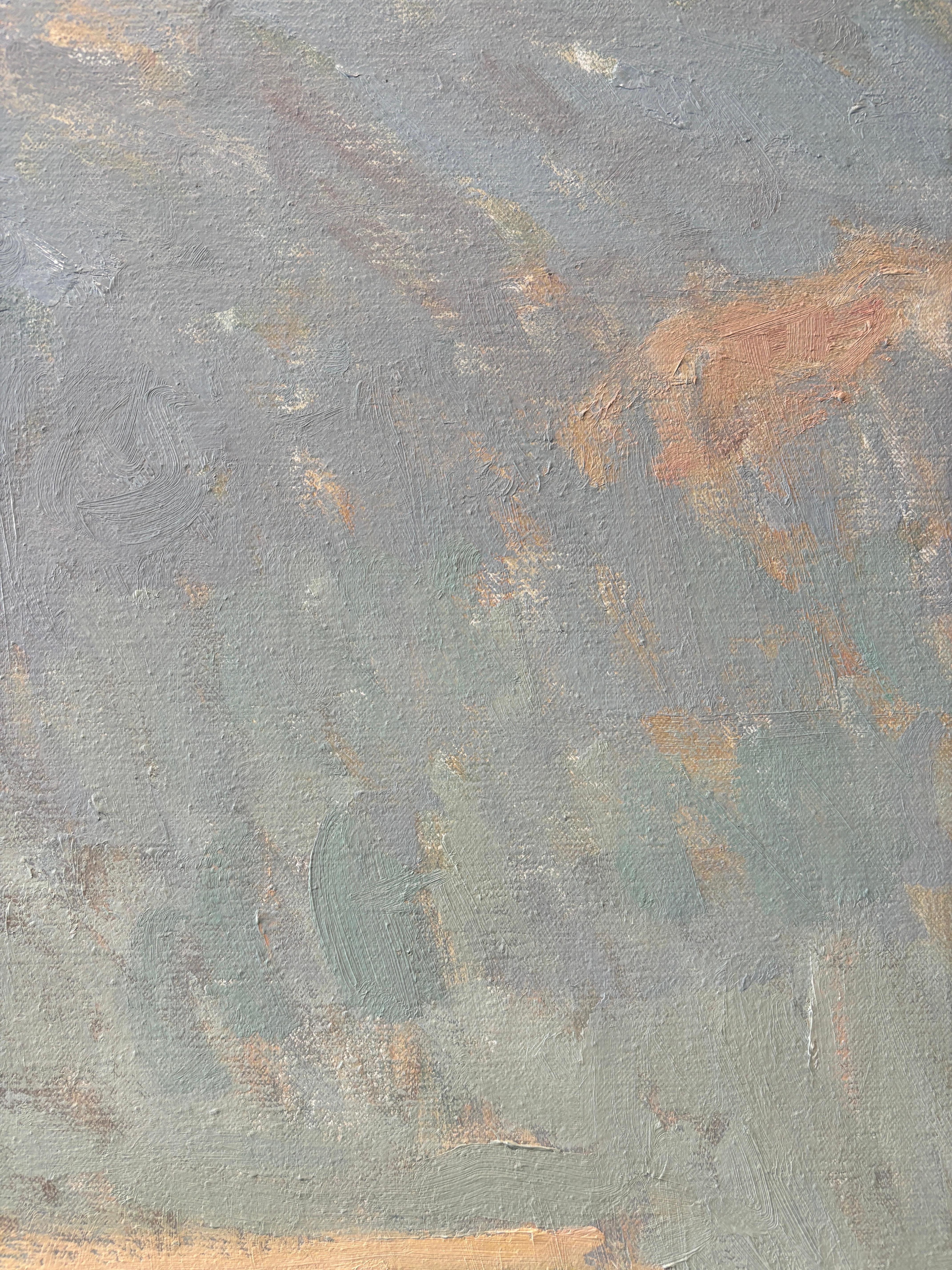 „Secret Beach, Clouds“ – Ölgemälde, Strand in Sag Harbor mit Segelbooten, gerahmt im Angebot 6