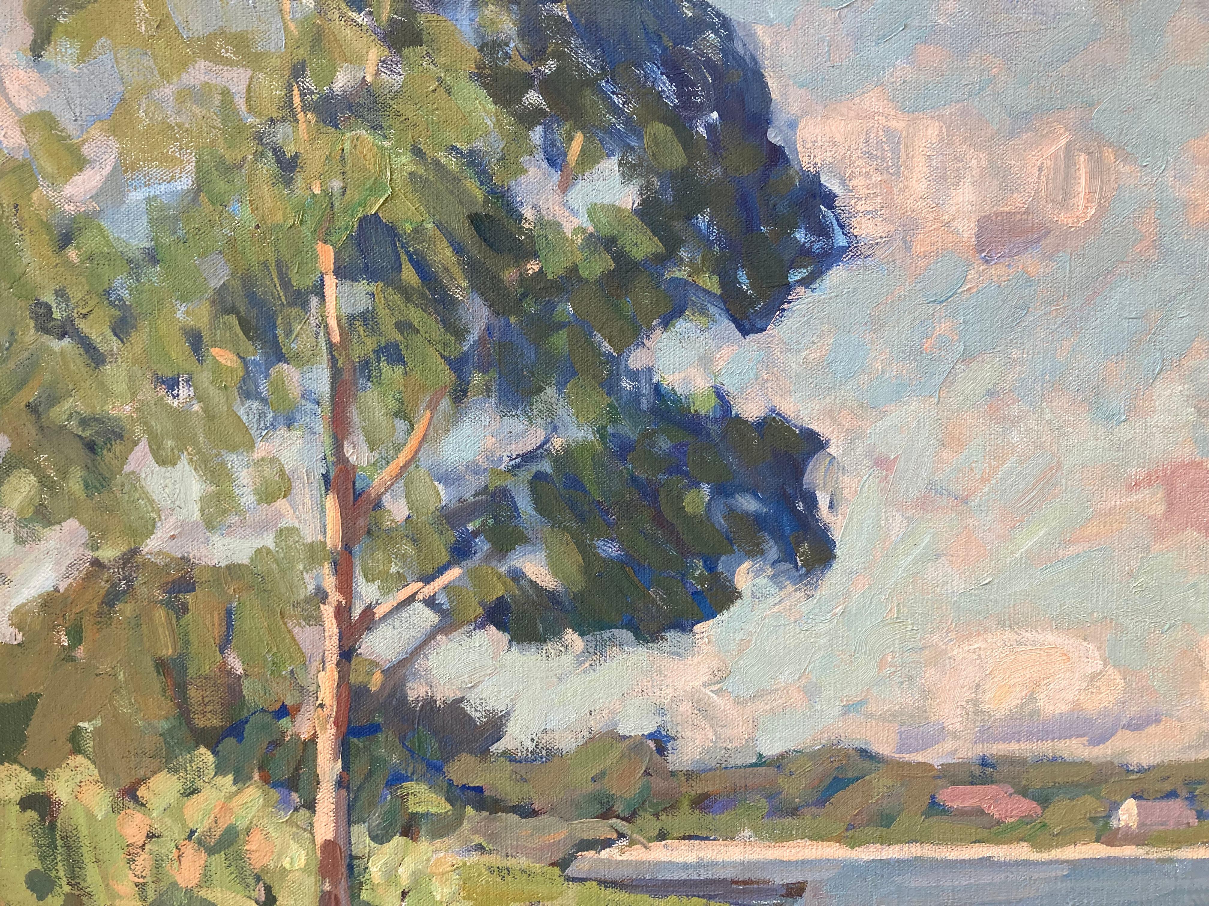 „Secret Beach, Shadows“ 2023, impressionistische Pleinair-Landschaft in Long Island, NY im Angebot 1