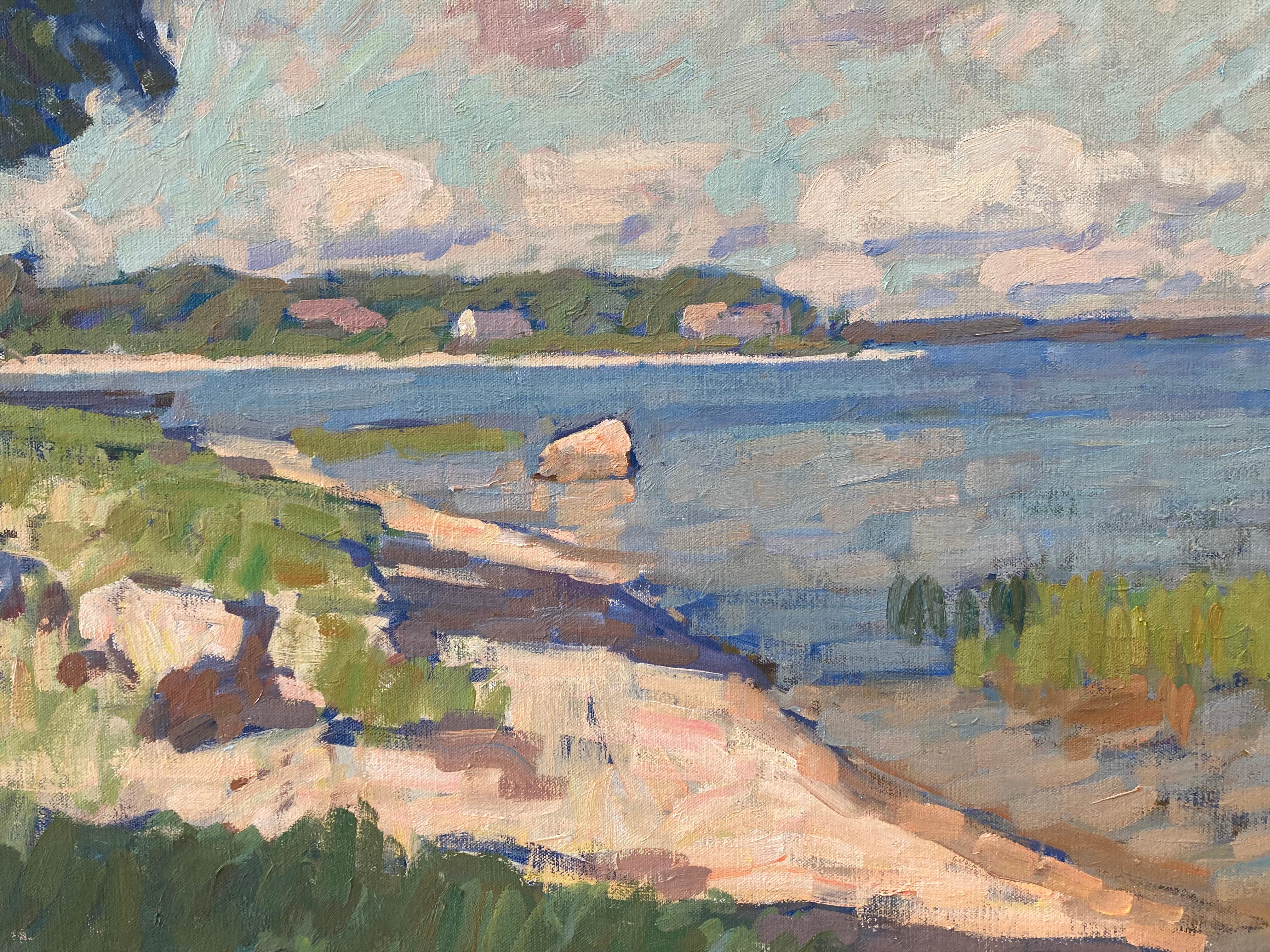 „Secret Beach, Shadows“ 2023, impressionistische Pleinair-Landschaft in Long Island, NY im Angebot 3