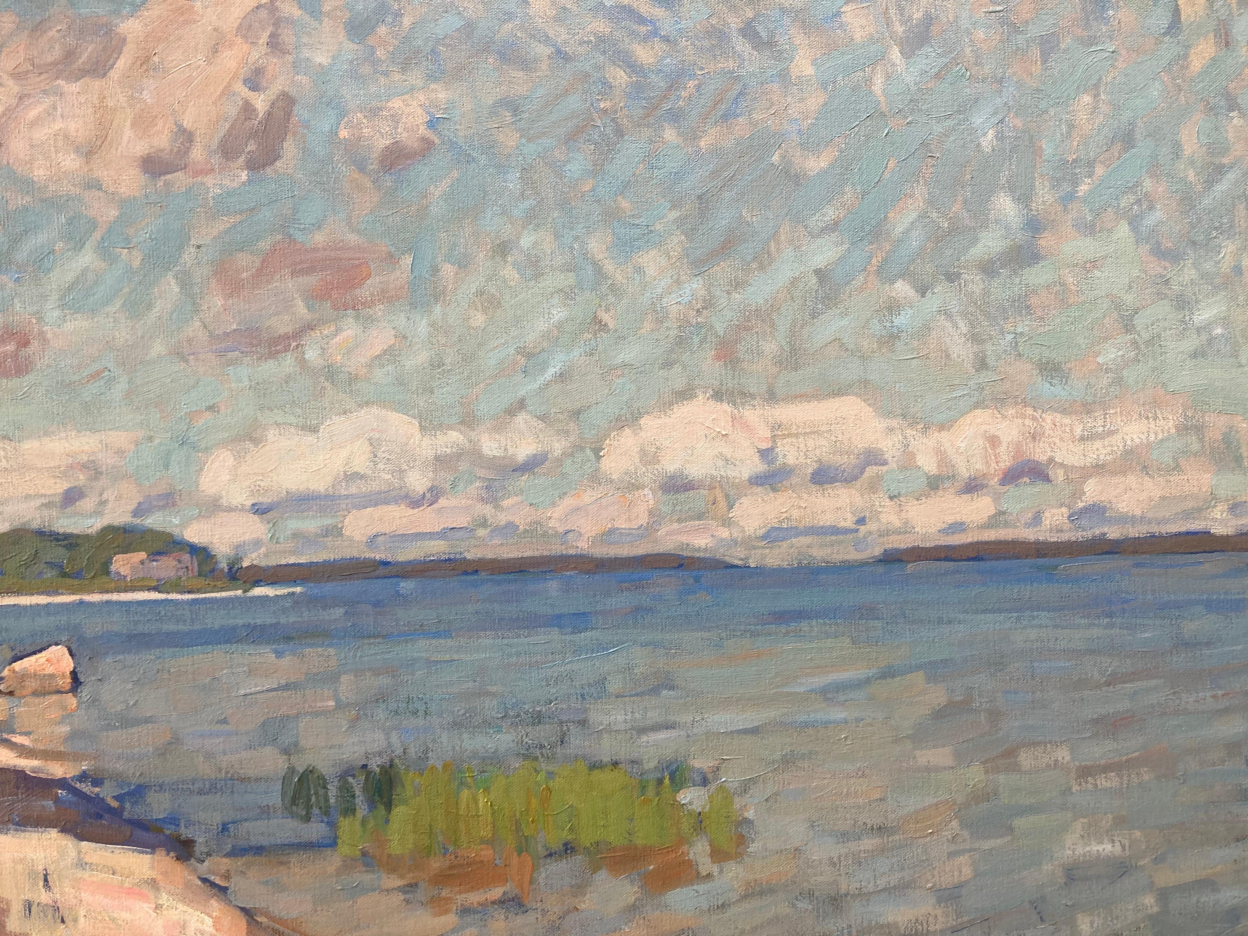 « Secret Beach, Shadows » 2023, paysage en plein air impressionniste à Long Island NY en vente 4